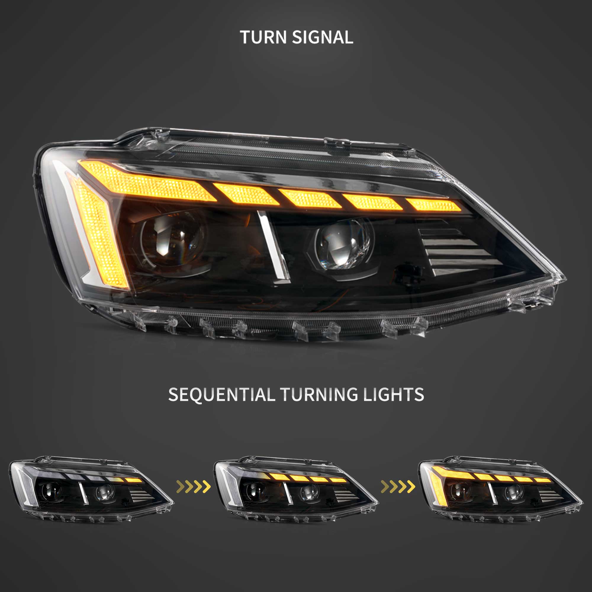 VLAND LED strålkastare Fit för 2012-2018 MK6 mk6 Jetta Halogen - 3