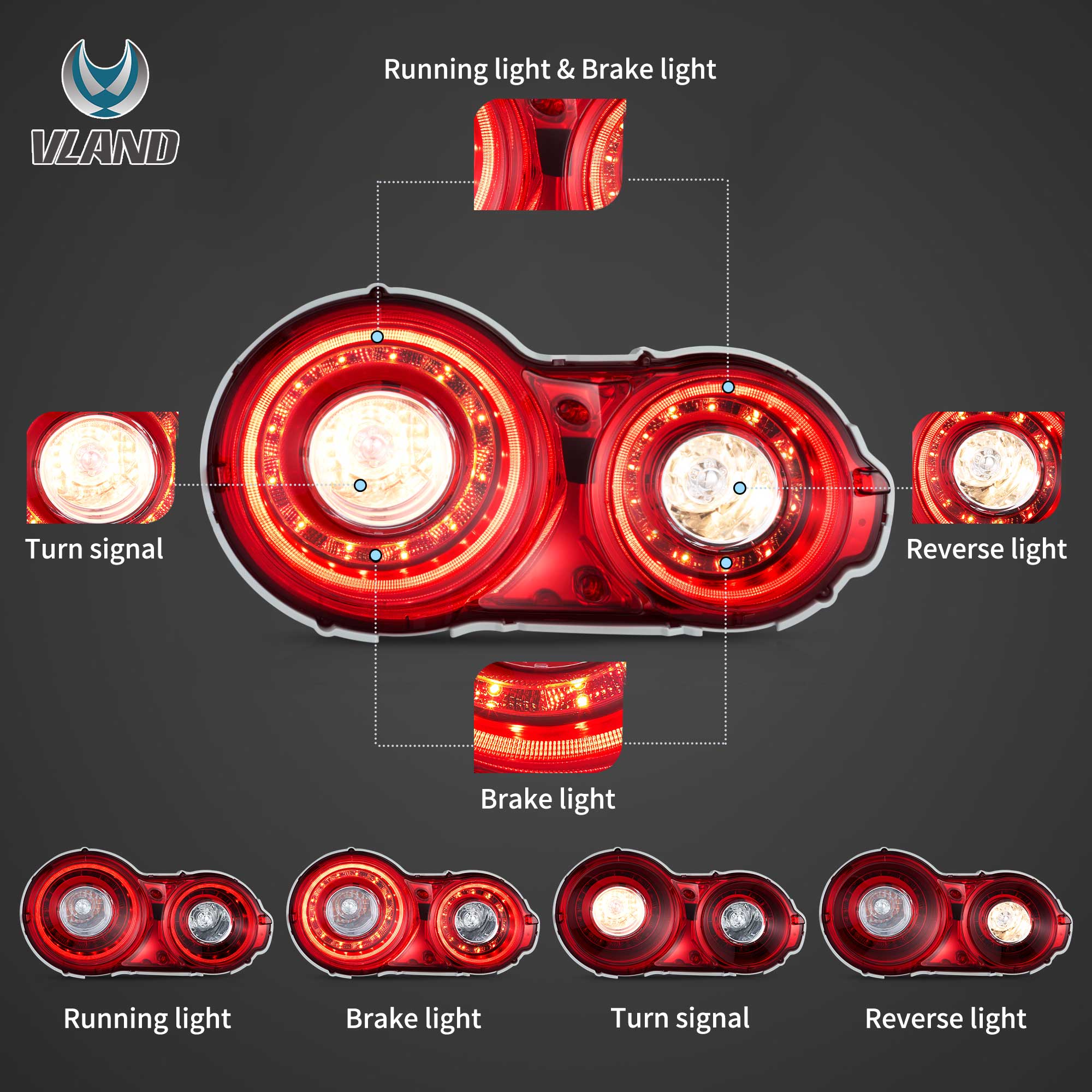VLAND LED bakljus för Nissan GTR GT-R 2008-2023 - 4