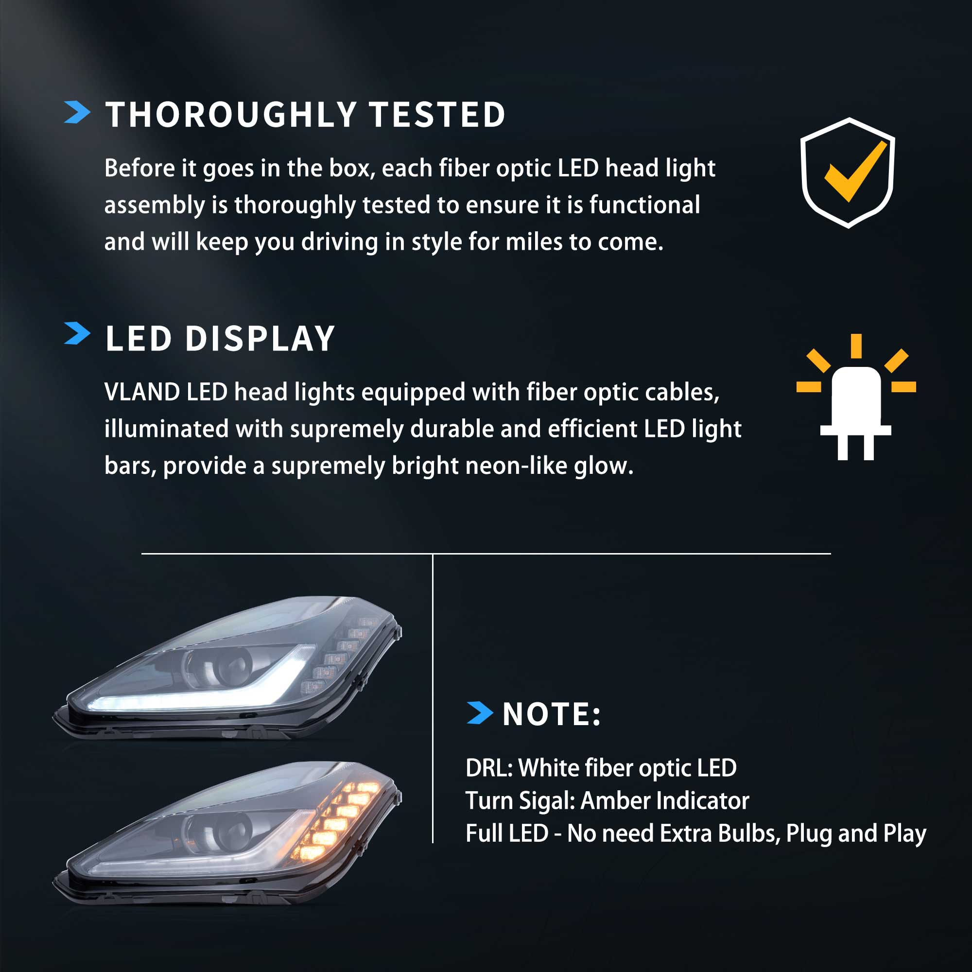 14-19 Chevrolet Corvette C7 Vland LED Dual Beam Projector strålkastare - 9