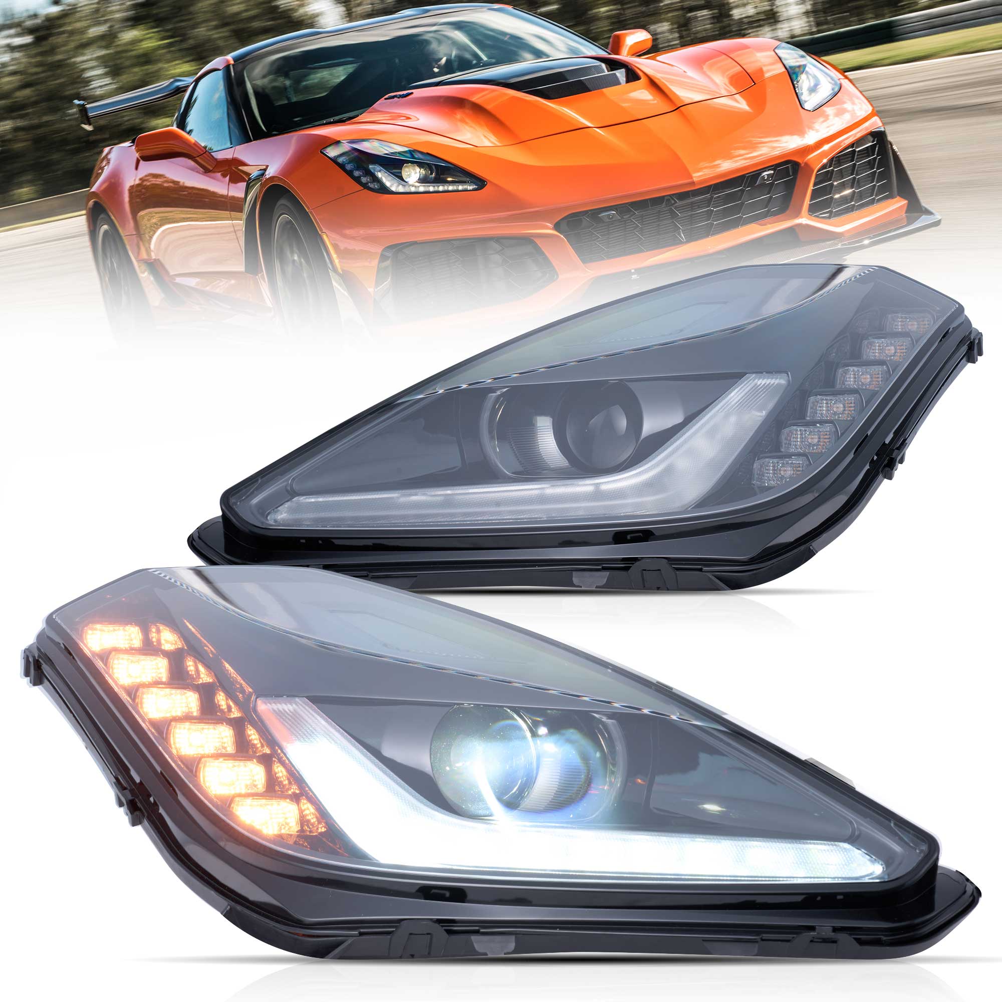 14-19 Chevrolet Corvette C7 Vland LED Dual Beam Projector strålkastare