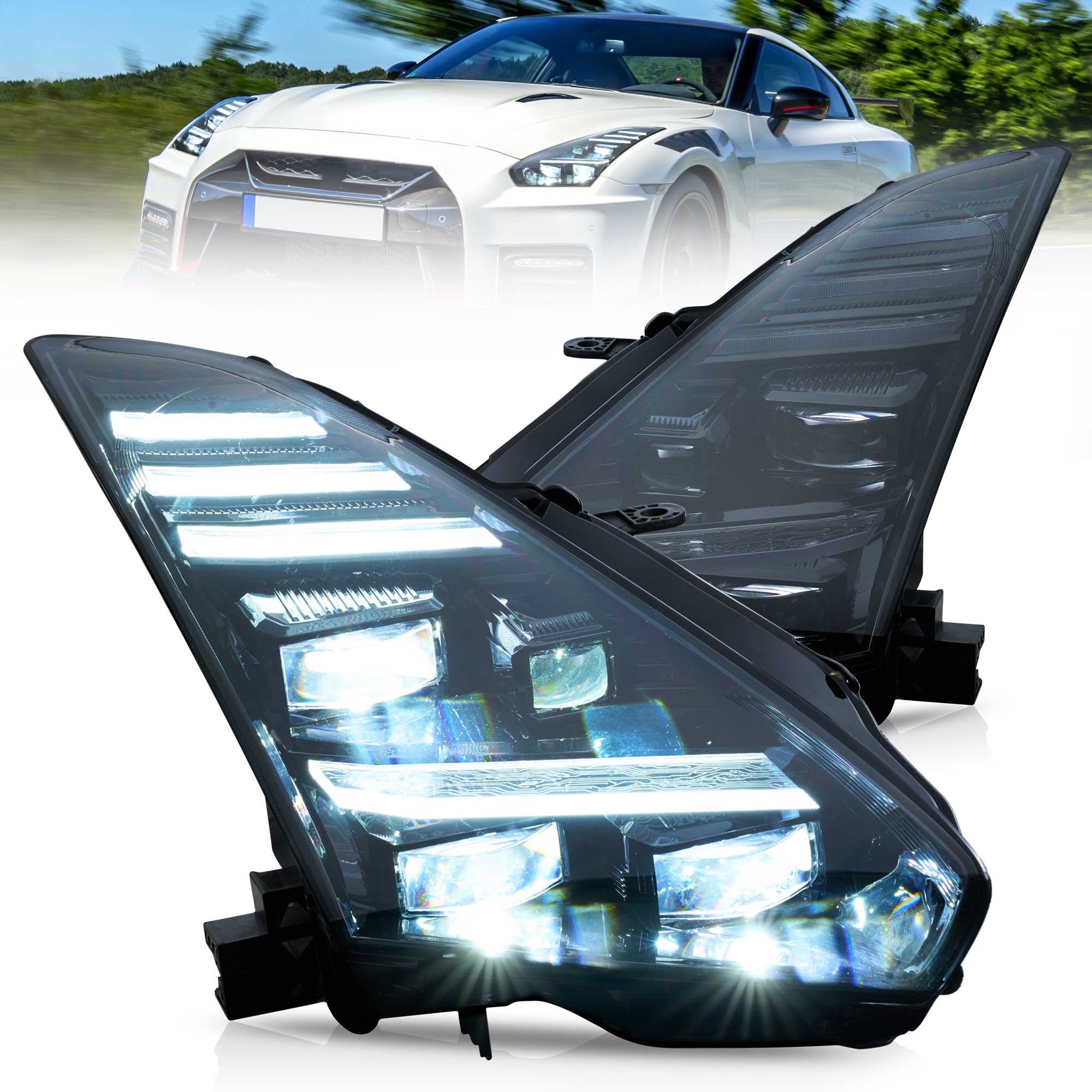VLAND LED strålkastare för 2008-2023 Nissan GT-R R35 L+R