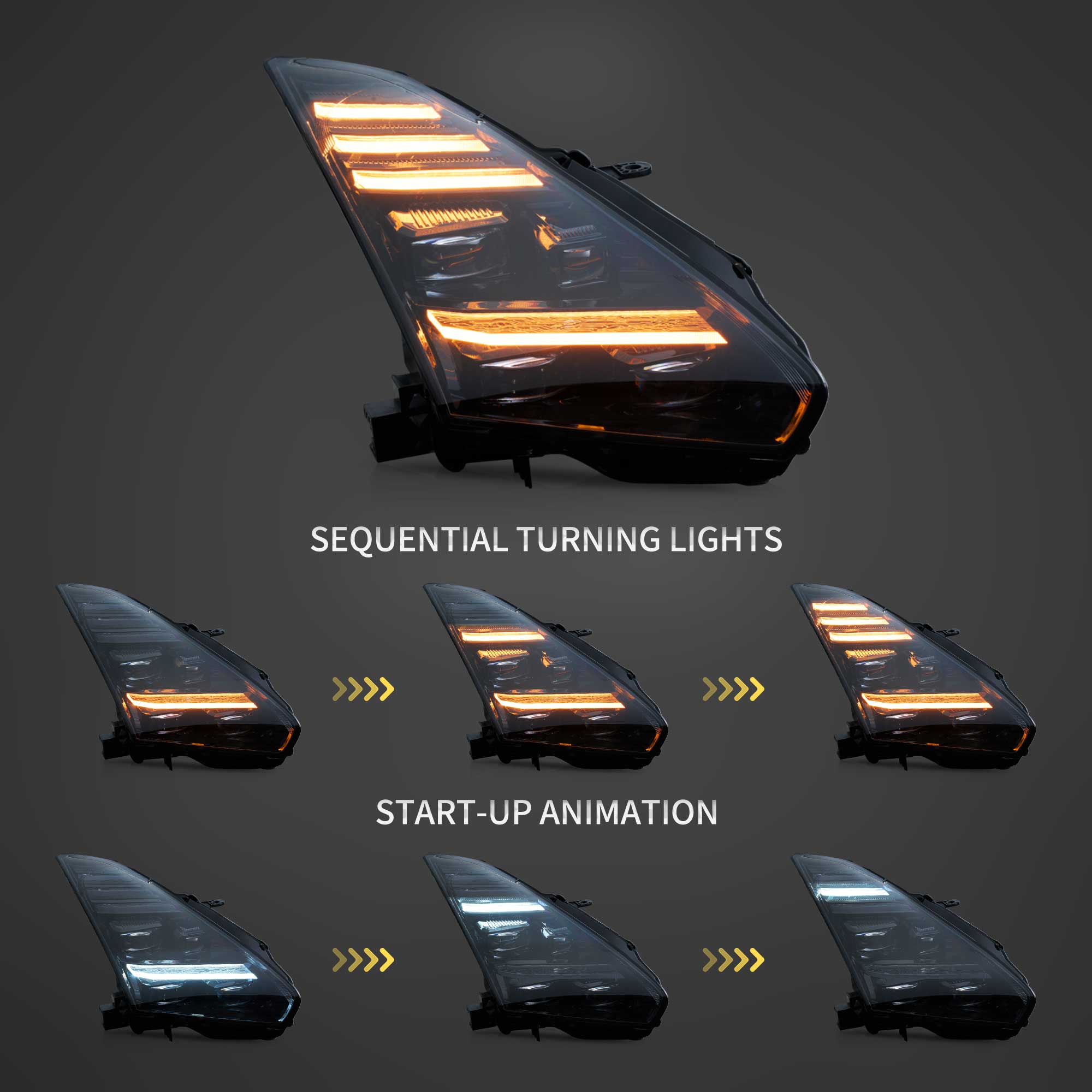VLAND LED strålkastare för 2008-2023 Nissan GT-R R35 L+R - 3
