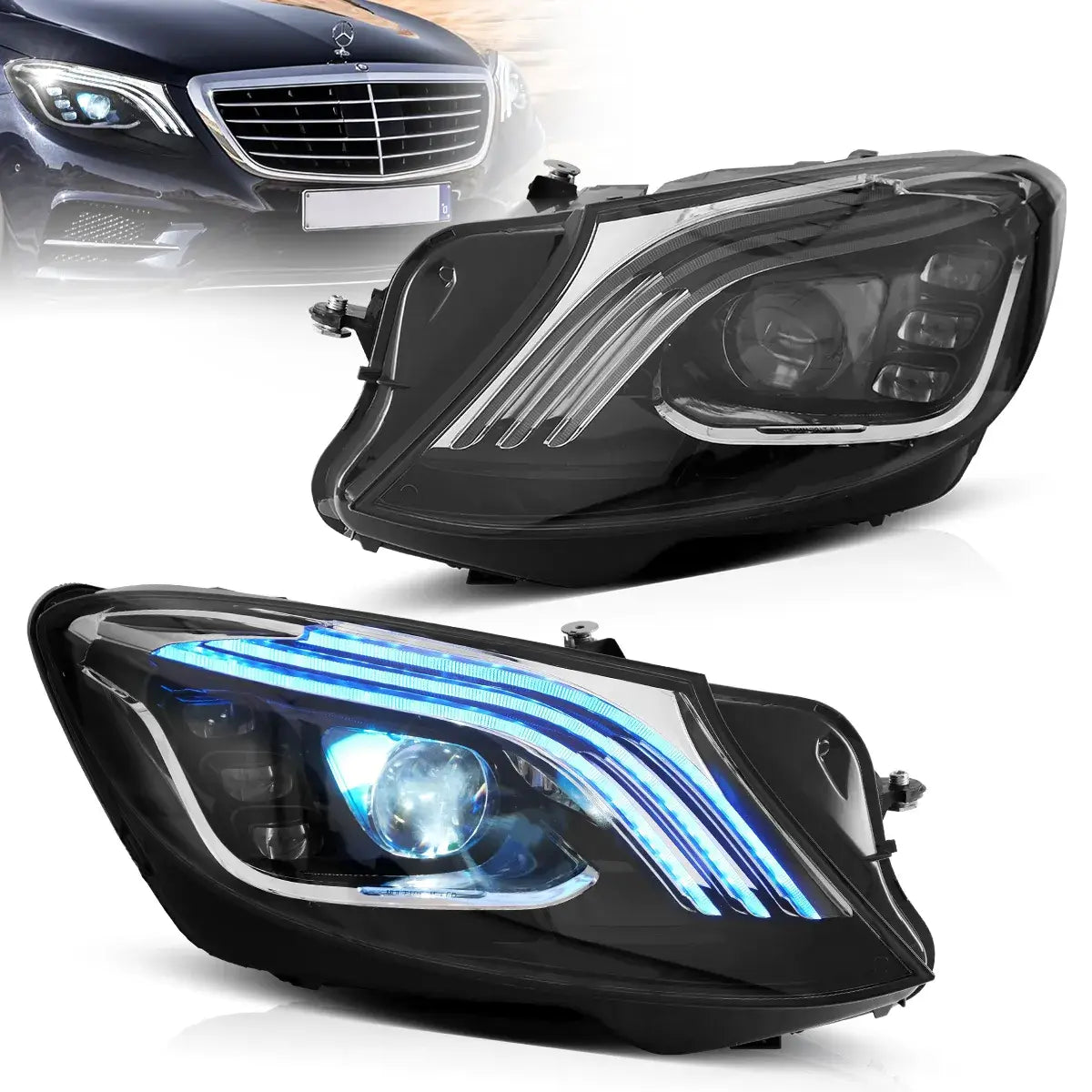 VLAND LED strålkastare Compatible för Benz S-Class W222 2014-2017 [E-mark]