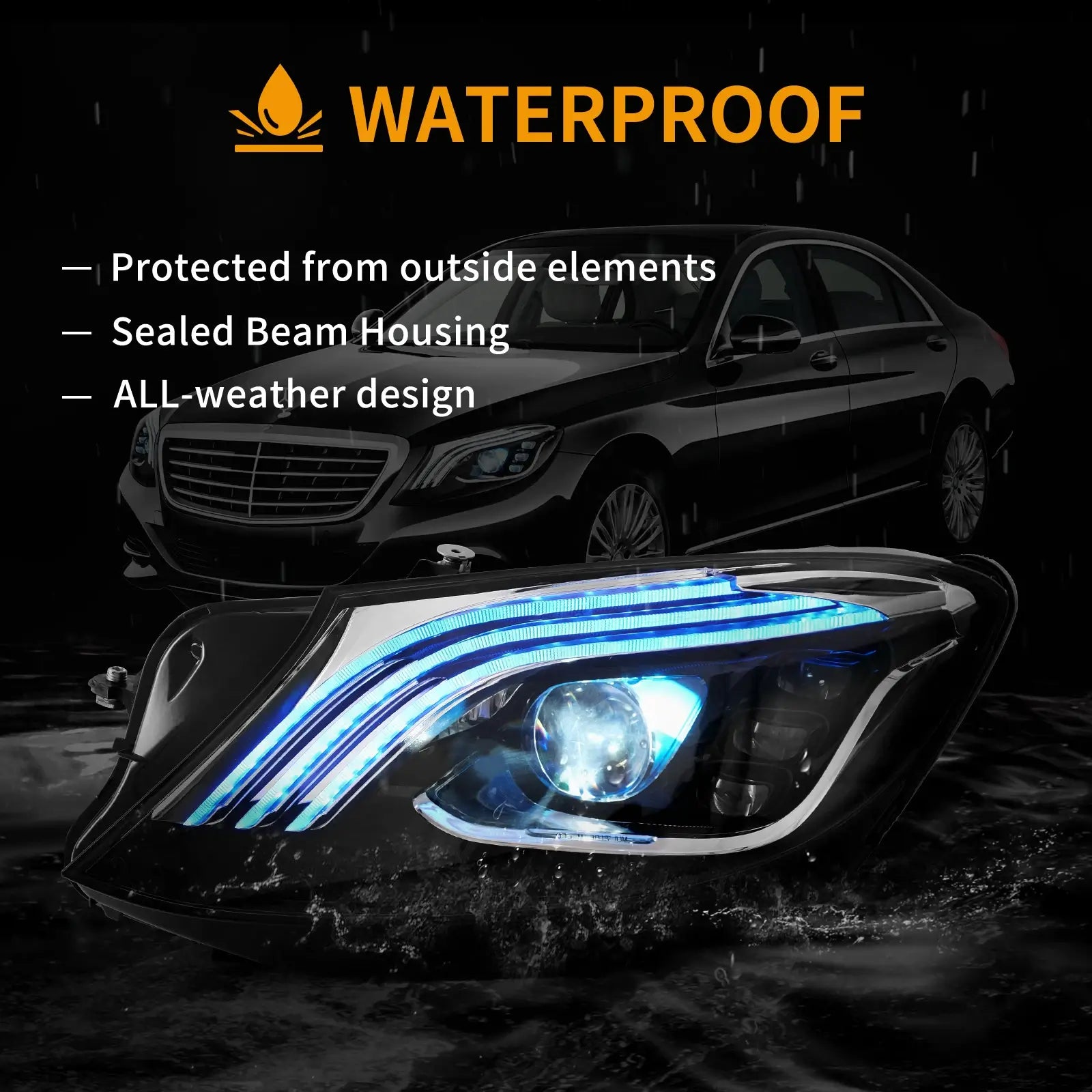 VLAND LED strålkastare Compatible för Benz S-Class W222 2014-2017 [E-mark] - 10