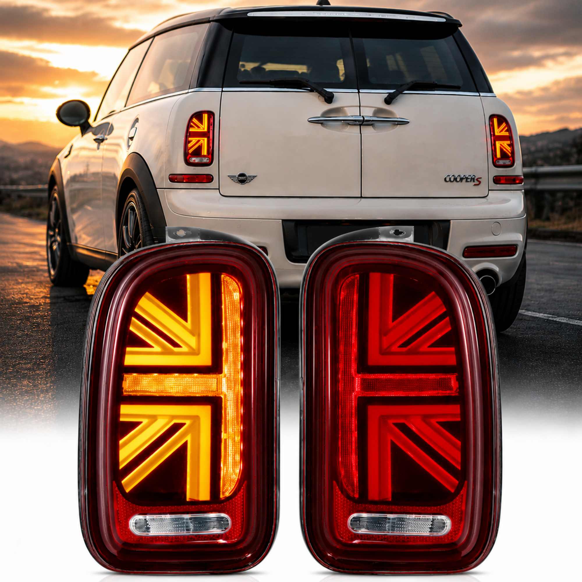 VLAND LED Union Jack bakljus för Mini R55 Clubman 2007-2013 [E-mark] - 2