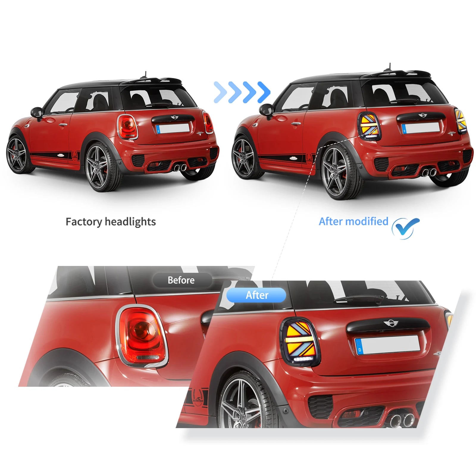 VLAND strålkastare+bakljus för Mini F55 F56 F57 Halogen 2014-2023 [E-mark] - 15