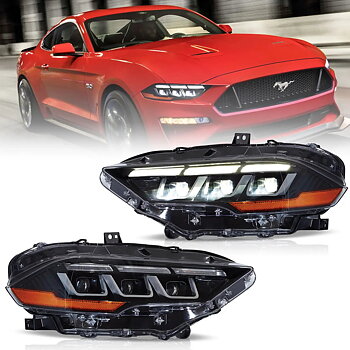 VLAND LED strålkastare för Ford Mustang 2018-2023 med Startup Animation L+R