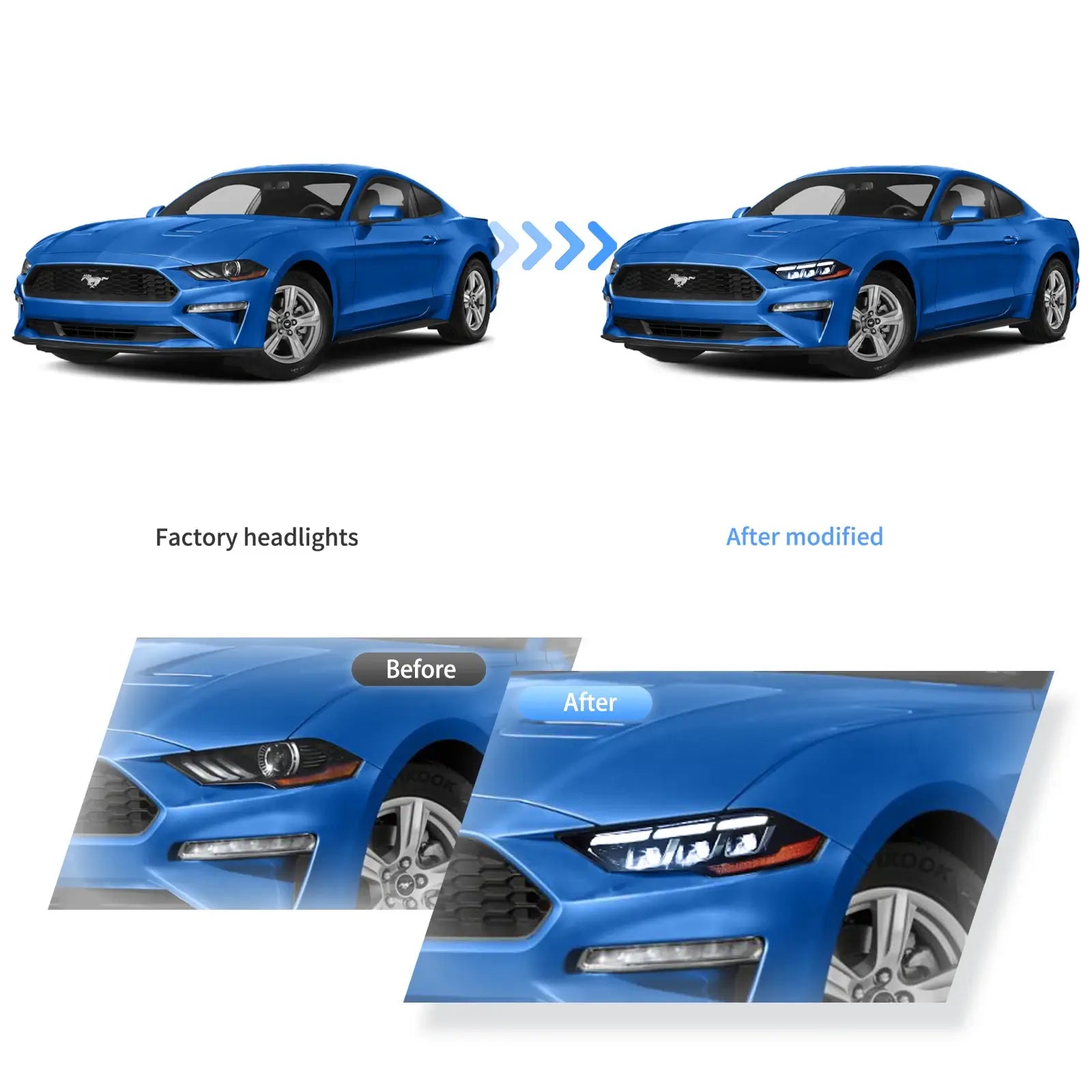 VLAND LED strålkastare för Ford Mustang 2018-2023 med Startup Animation L+R - 5