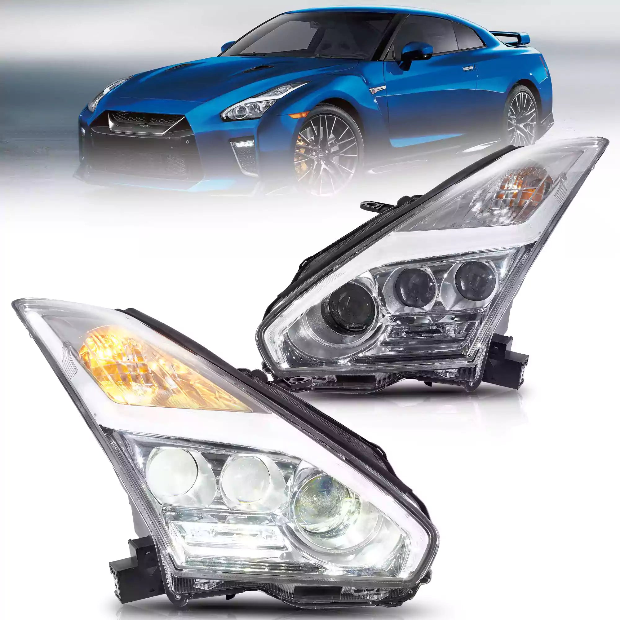VLAND LED strålkastare för Nissan GTR R35 2009-2023 Driver & Passenger side