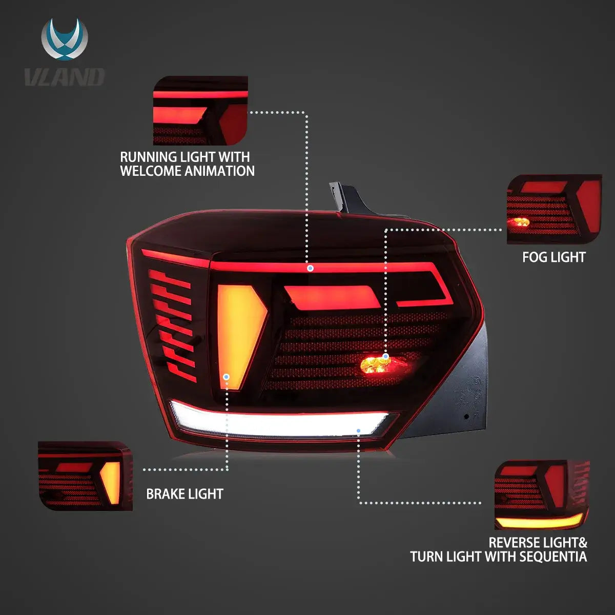 VLAND 17-21 Polo MK6 Vland LED Aftermarket bakljus [E-mark] med sekventiell blinkerss - 2