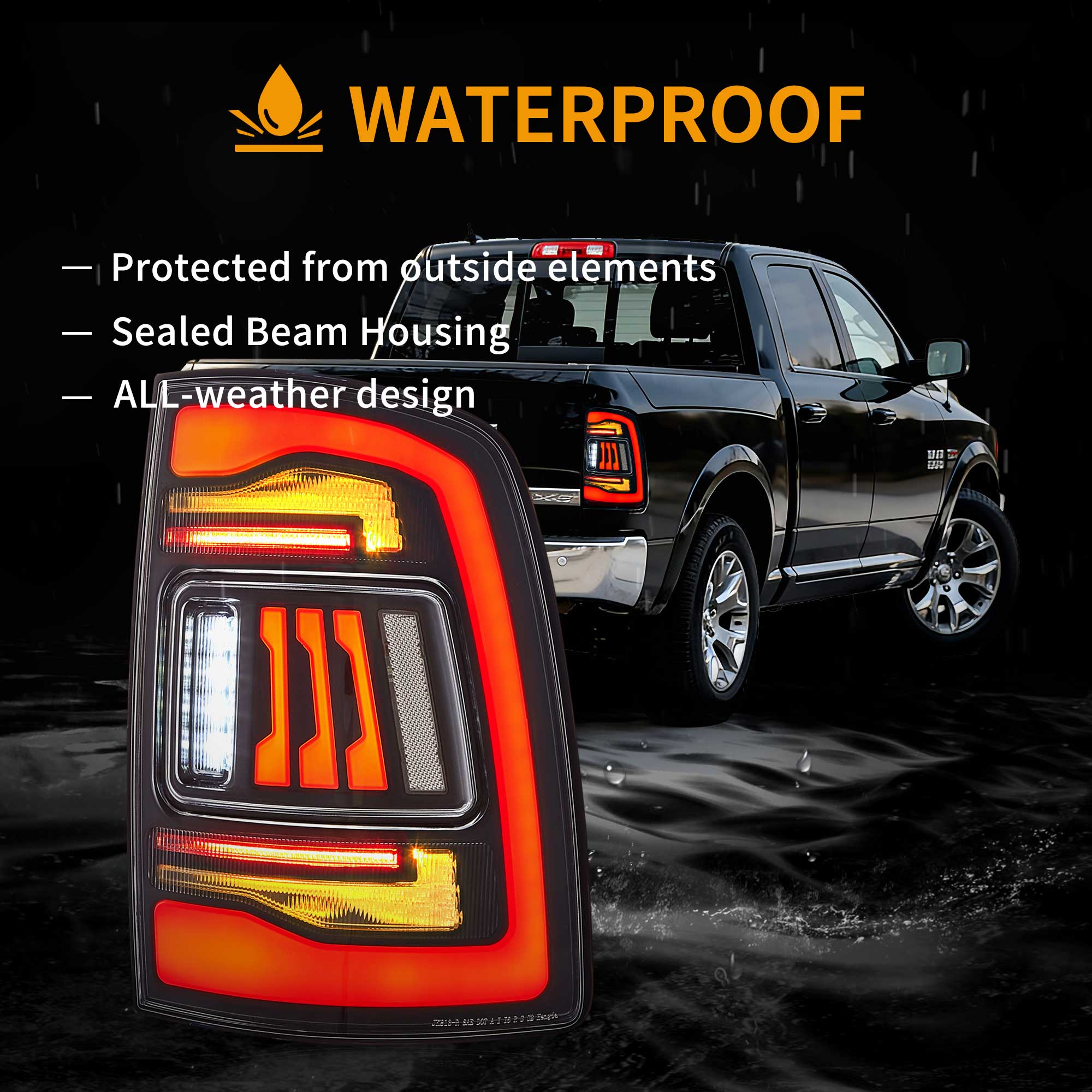 2019-2024 Dodge RAM 2500 / RAM 3500 VLAND LED bakljus med orange blinkers - 10