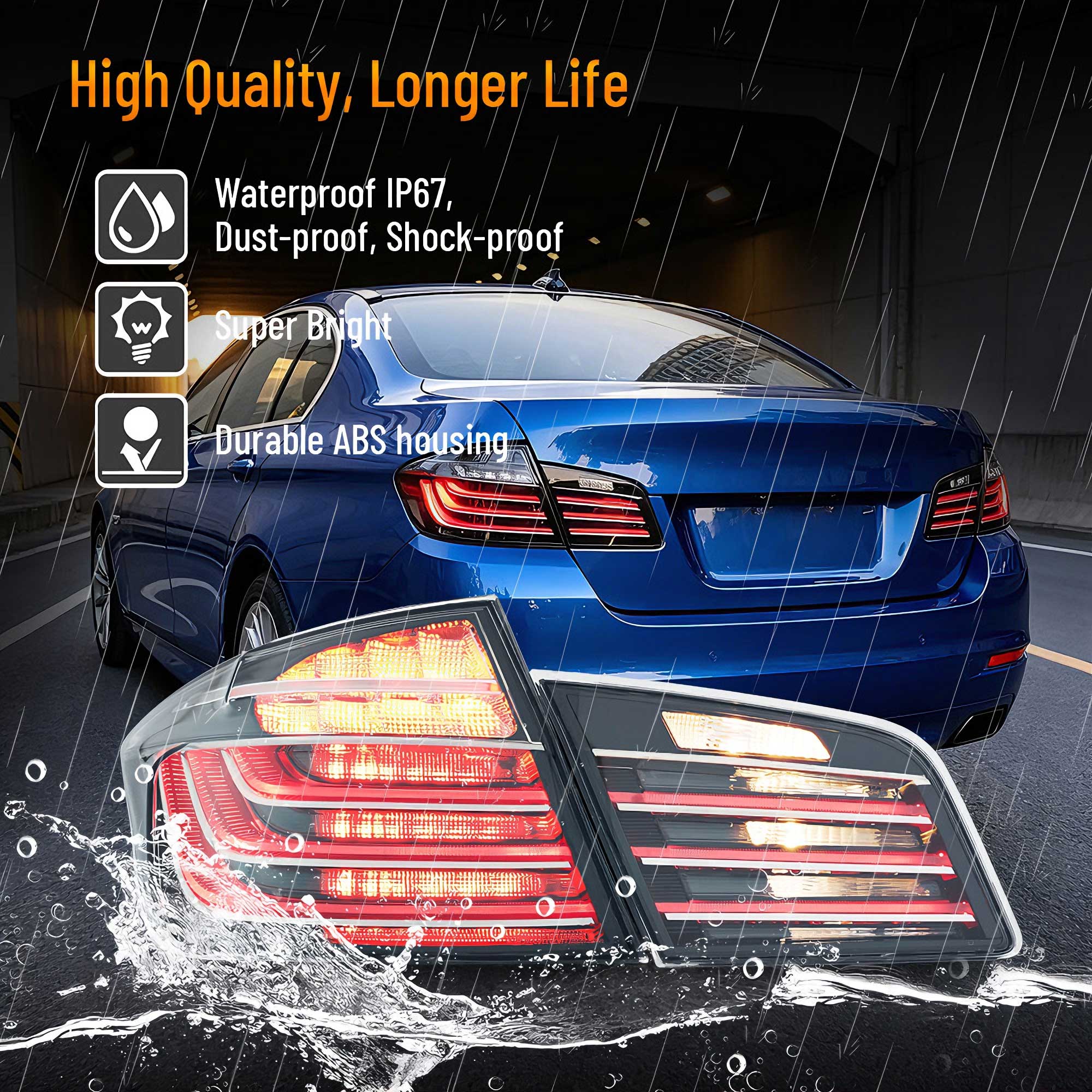 11-17 BMW 5 serie F10 F18 VLAND LED bakljus med orange blinkers - 13