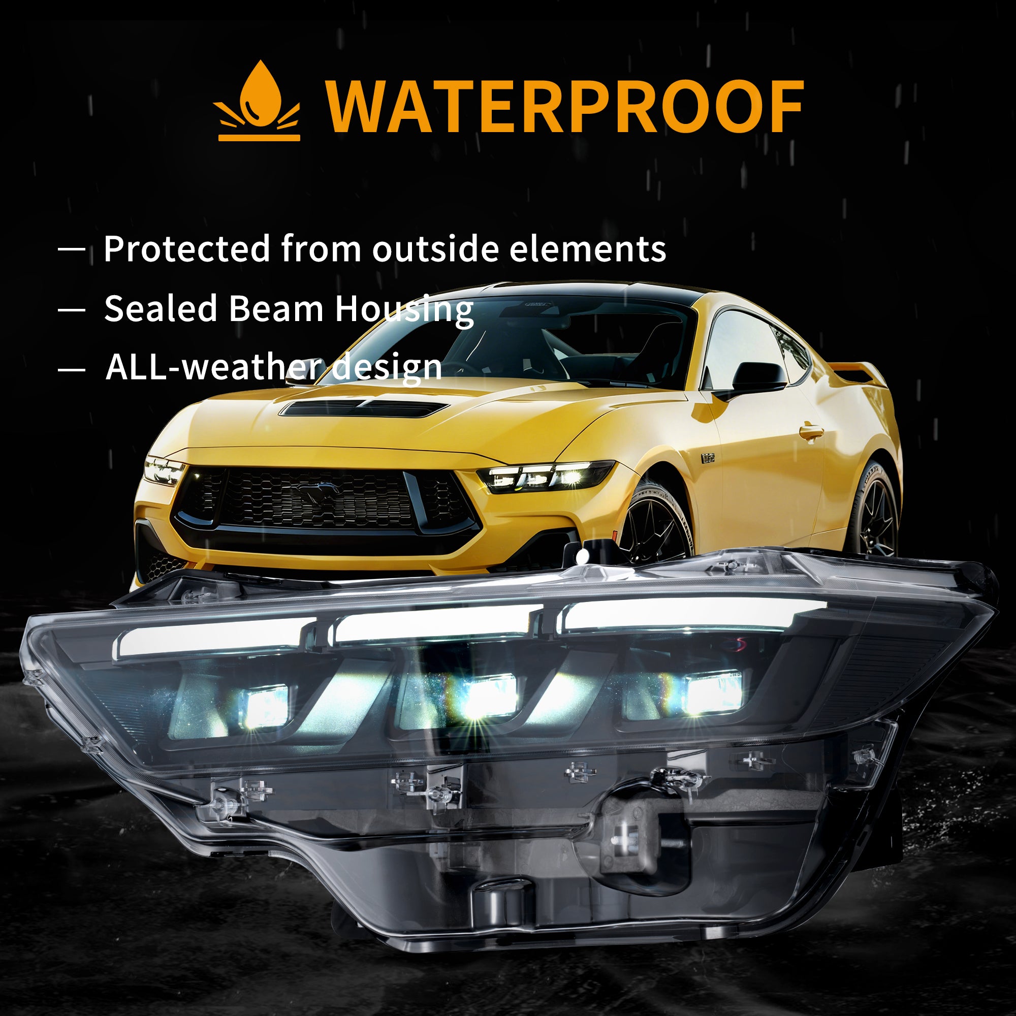 VLAND 23-26 Ford Mustang S650 strålkastare Full LED med Start-up Animation - 9