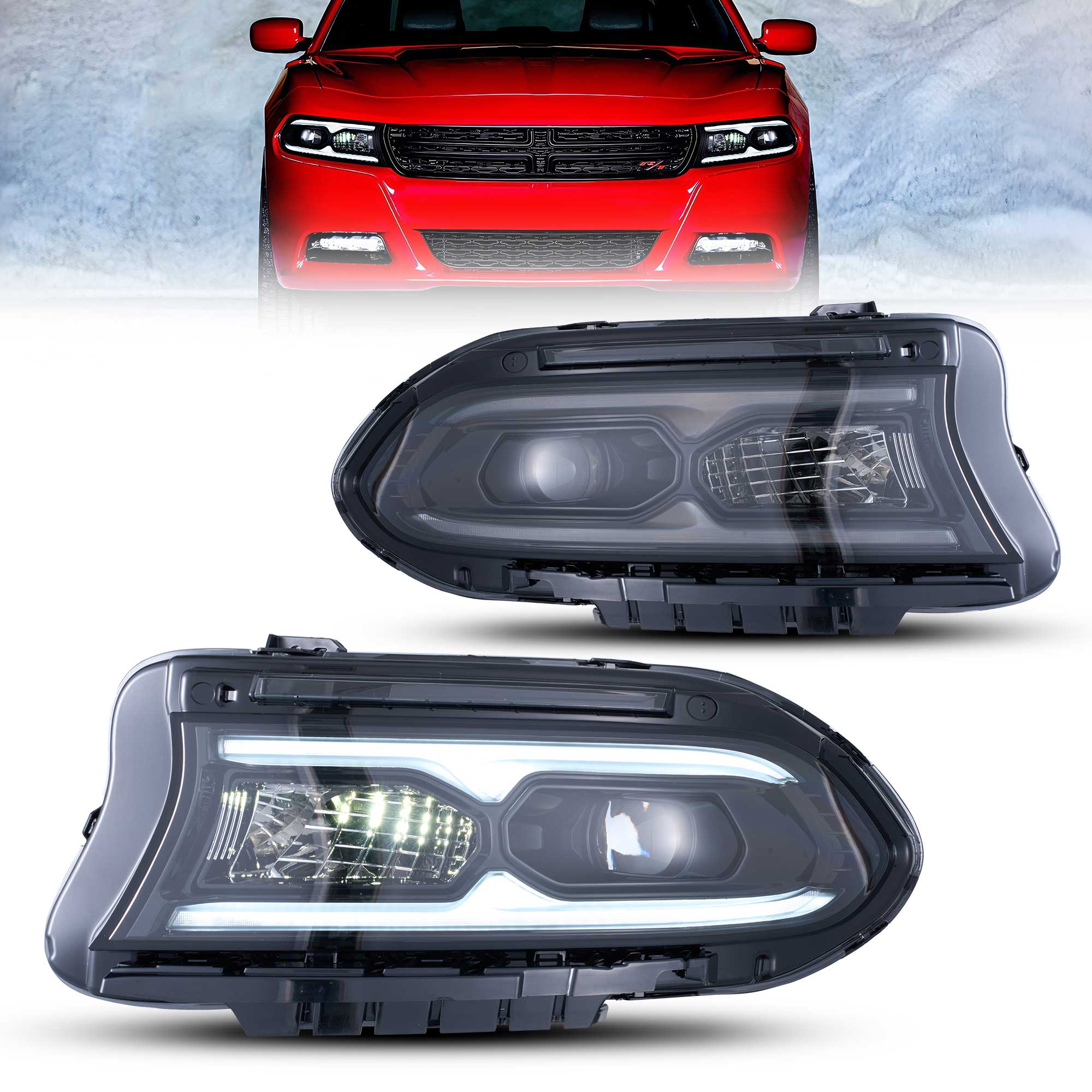 2015-2023 Dodge Charger Halogen Models Vland Projector strålkastare