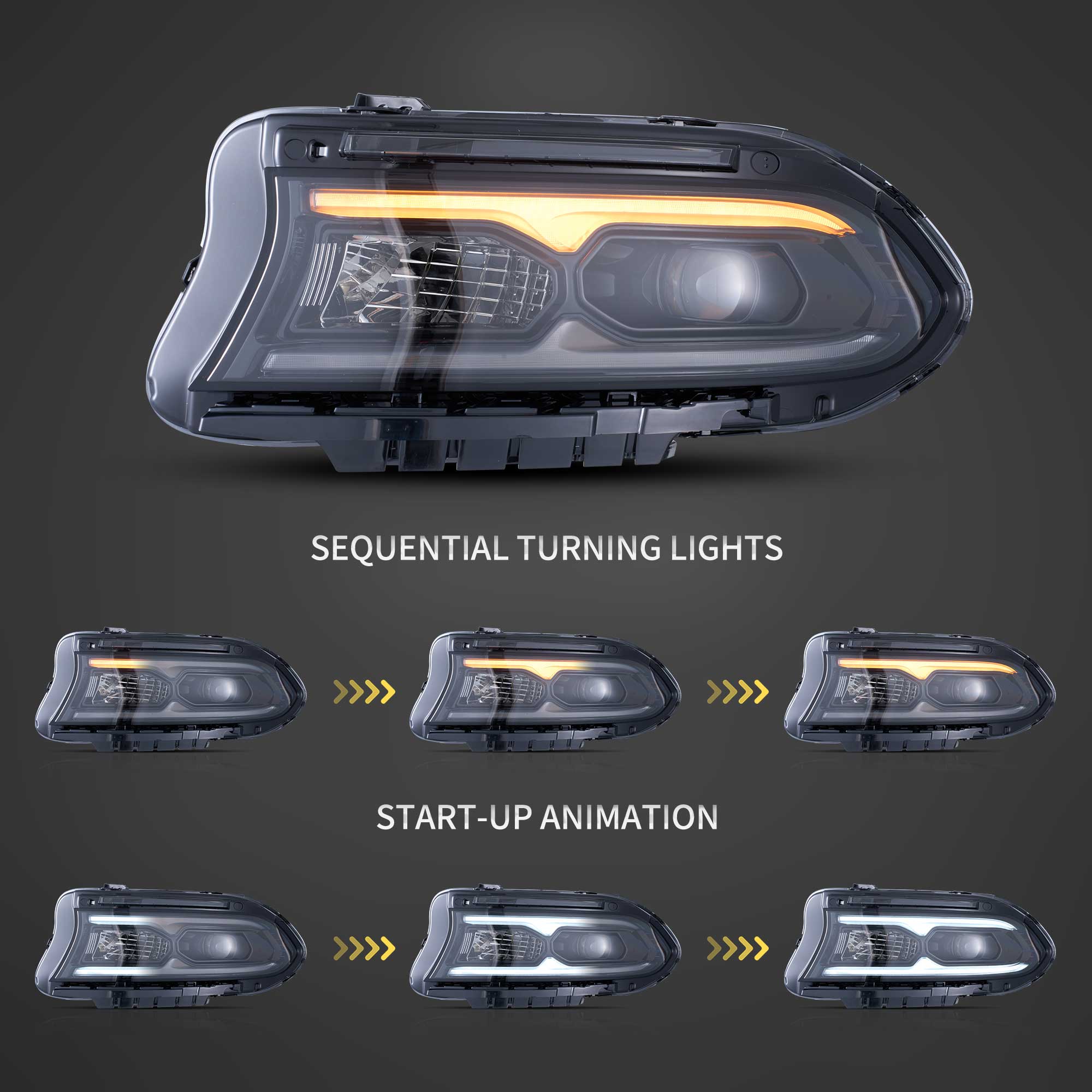 2015-2023 Dodge Charger Halogen Models Vland Projector strålkastare - 3