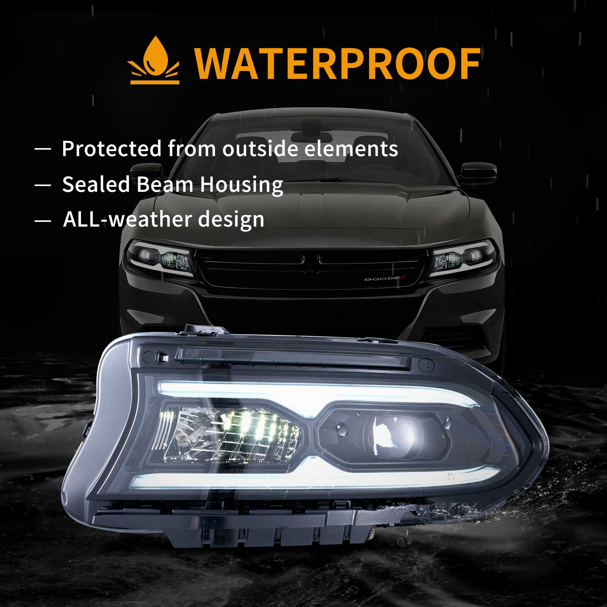 2015-2023 Dodge Charger Halogen Models Vland Projector strålkastare - 10