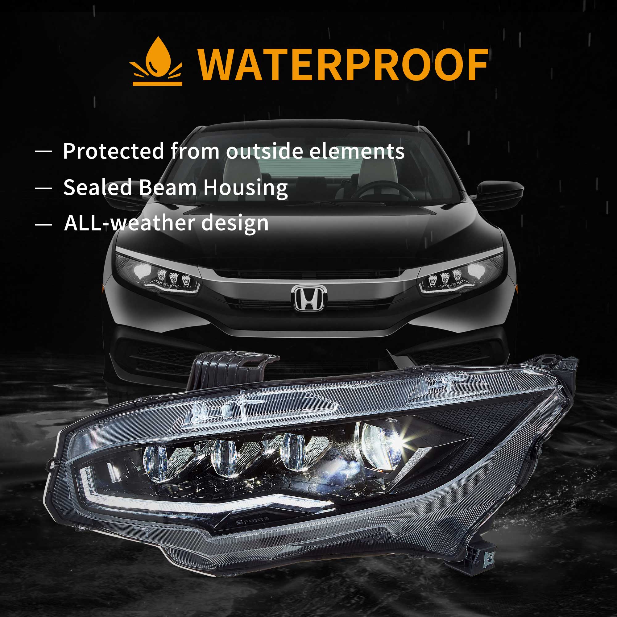 Honda Civic 10 Sedan/Coupe/Hatchback/Type R 2016-2021 Vland LED strålkastare - 11