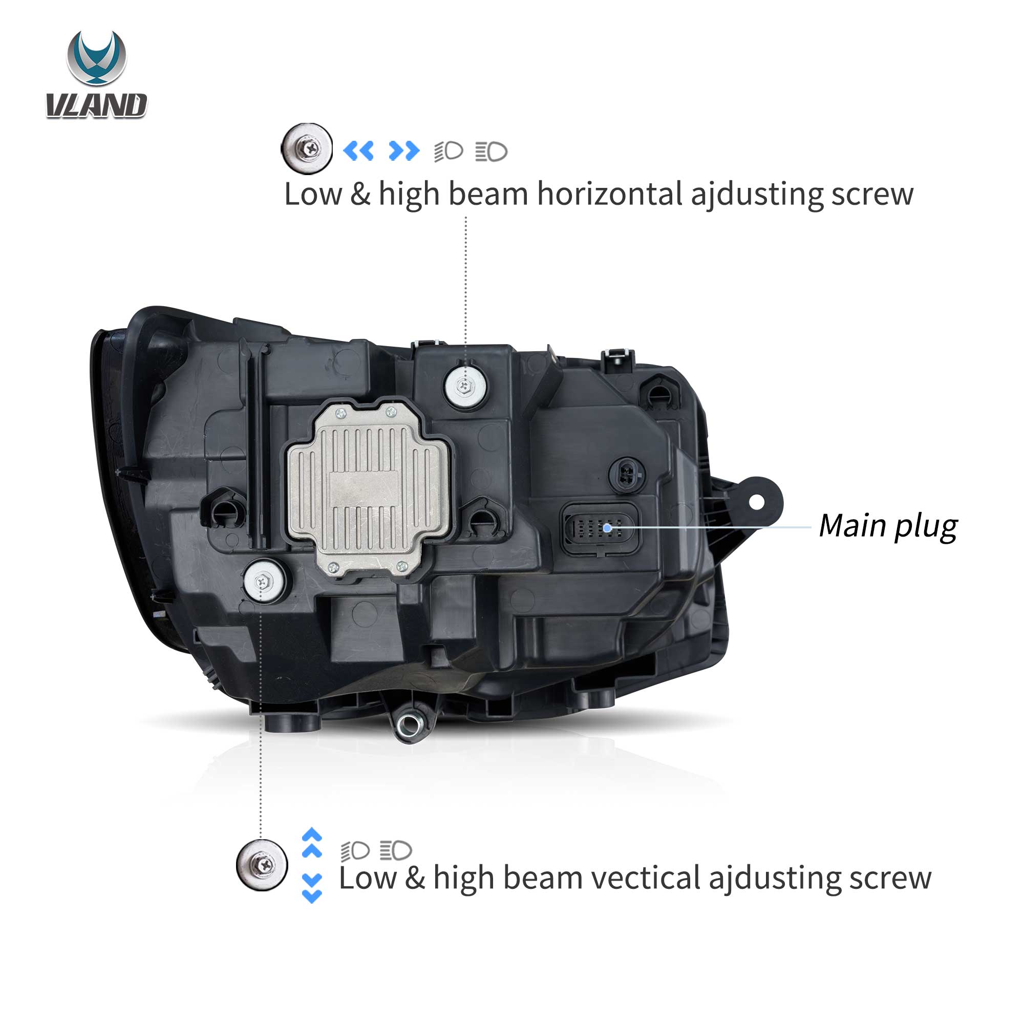 VW Transporter T6 2015-2019 VLAND LED strålkastare [E-märkt] - 5