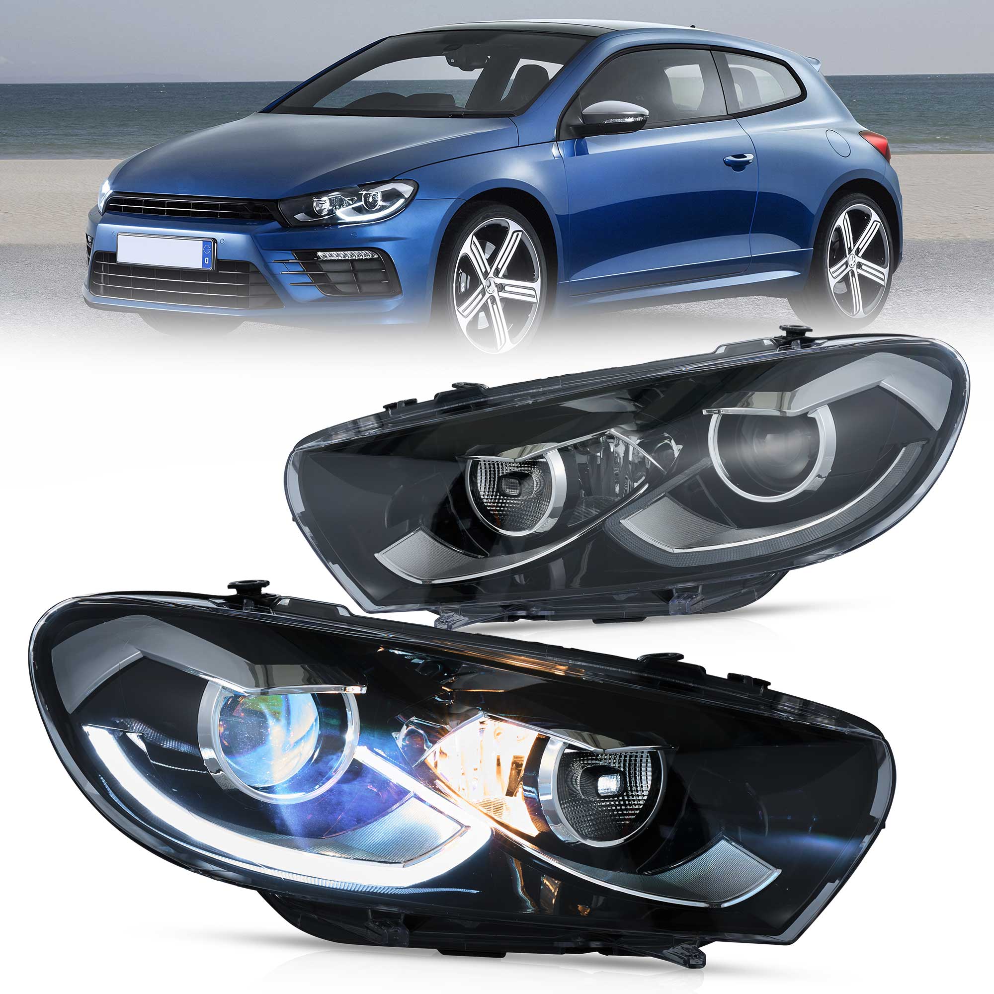 2009-2014 VW Scirocco LED strålkastare med Start-up animation