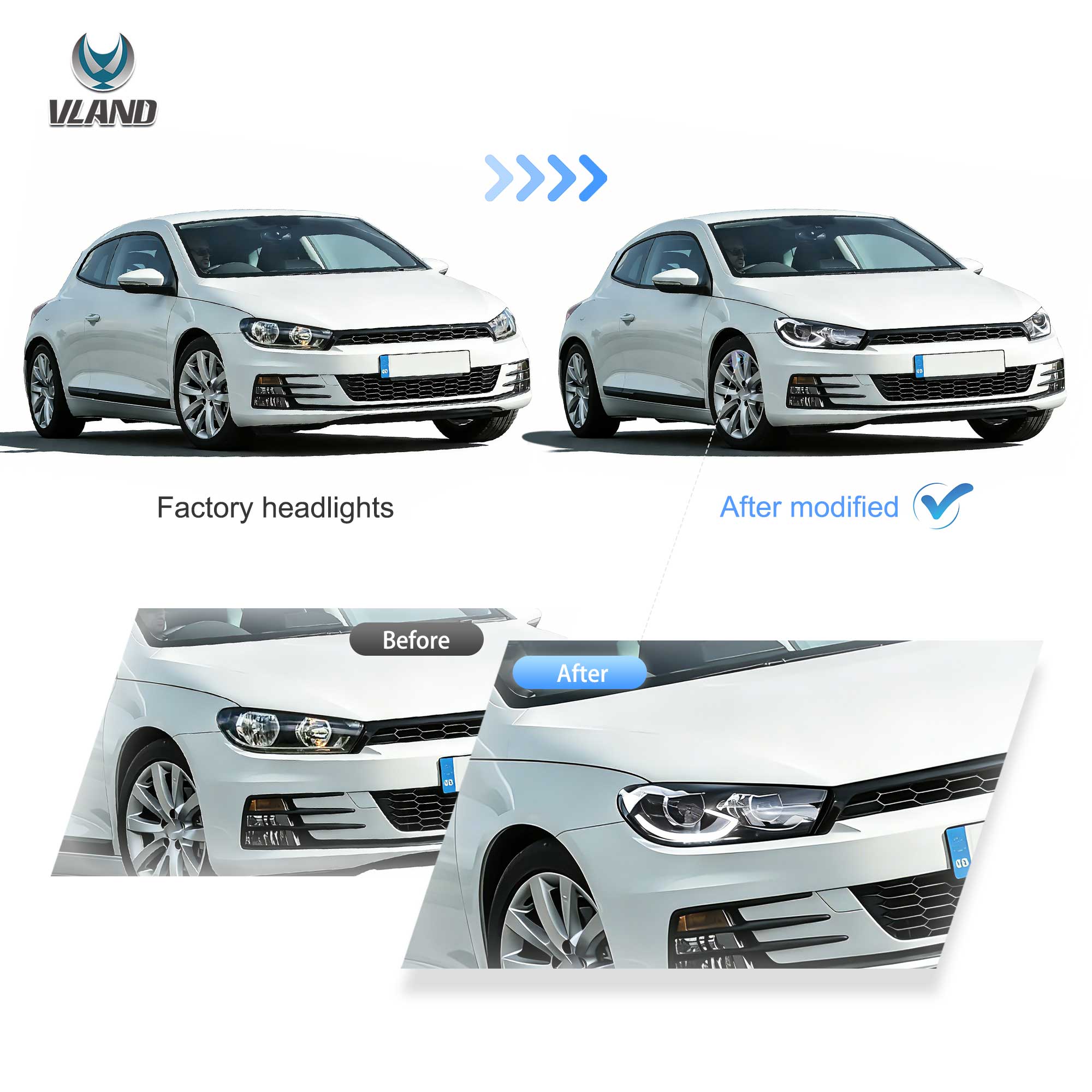 2009-2014 VW Scirocco LED strålkastare med Start-up animation - 5