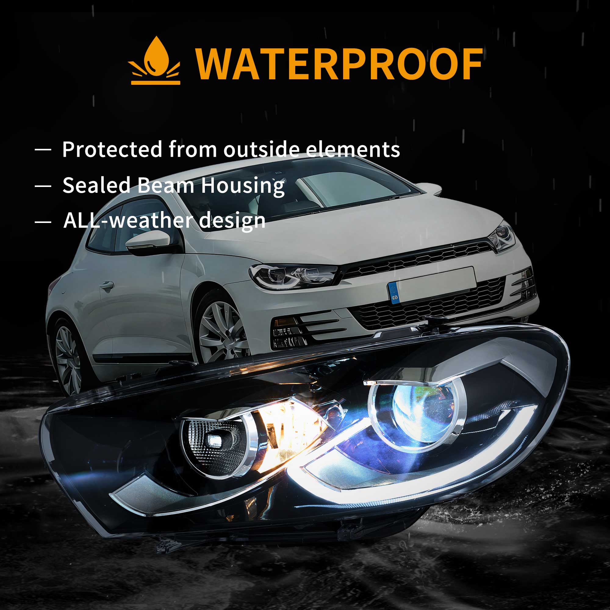 2009-2014 VW Scirocco LED strålkastare med Start-up animation - 11