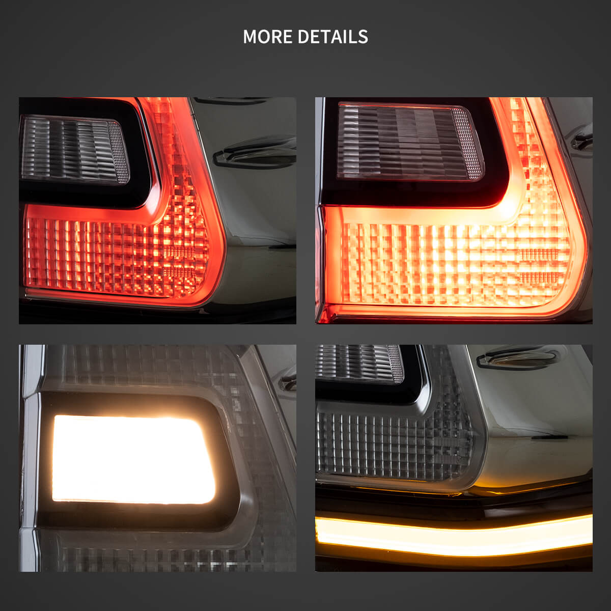 10-17 Toyota Land Cruiser Prado Vland LED bakljus med sekventiell blinkers Red - 12