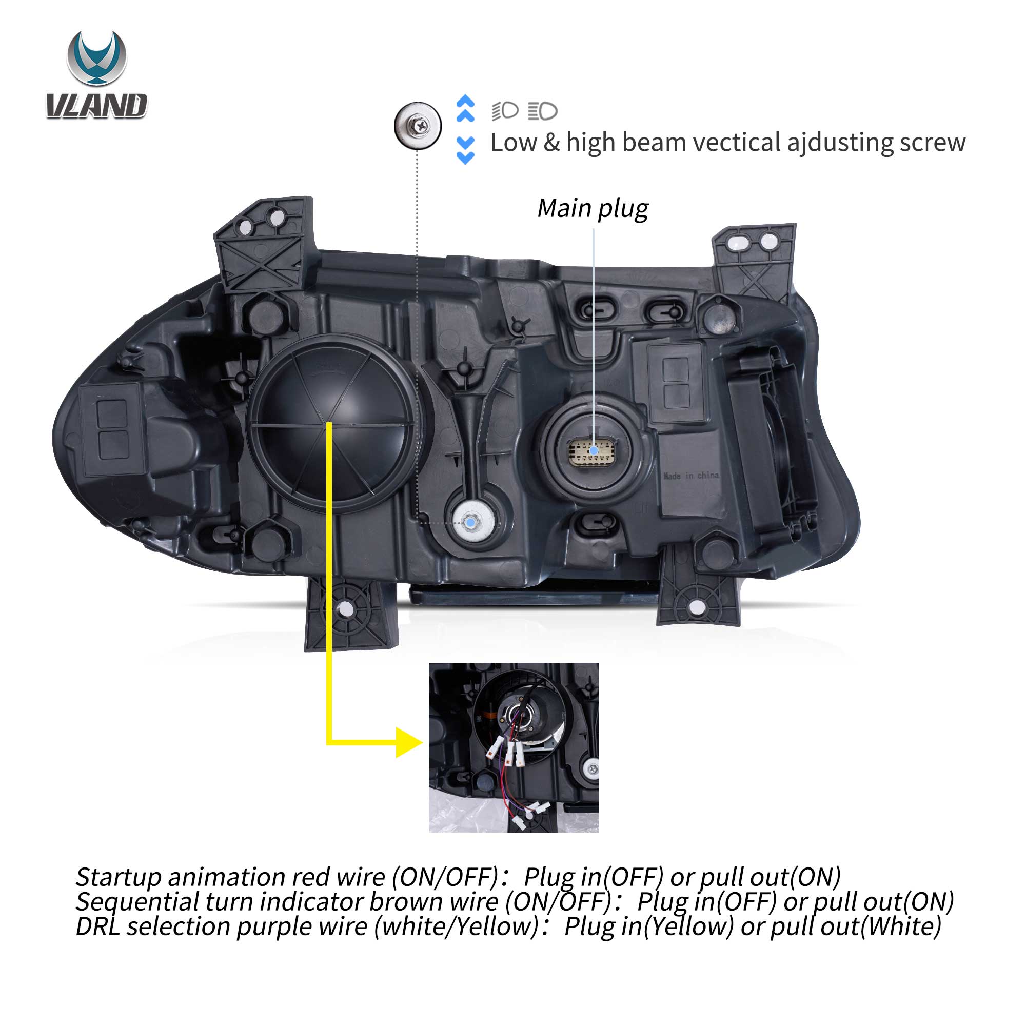 2015-2023 Dodge Charger Vland Bi-LED Projectors strålkastare Black - 6