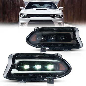 2015-2023 Dodge Charger Vland Bi-LED Projectors strålkastare Black
