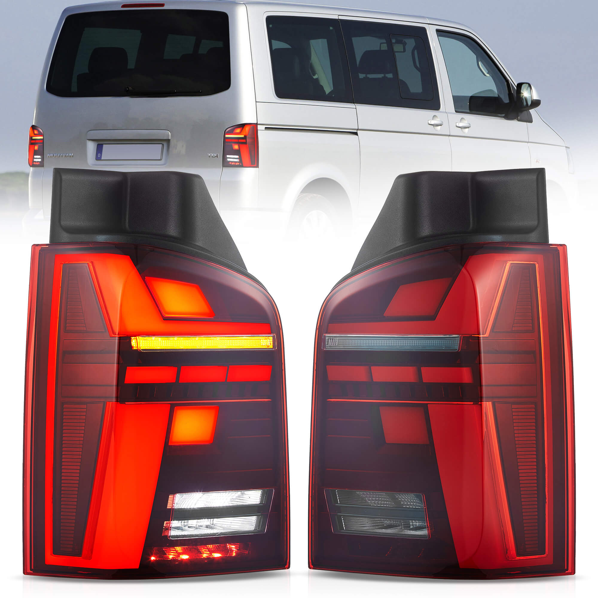 VW Transporter T5 Multivan Caravelle 2010-2014 Vland LED bakljus [E-mark]
