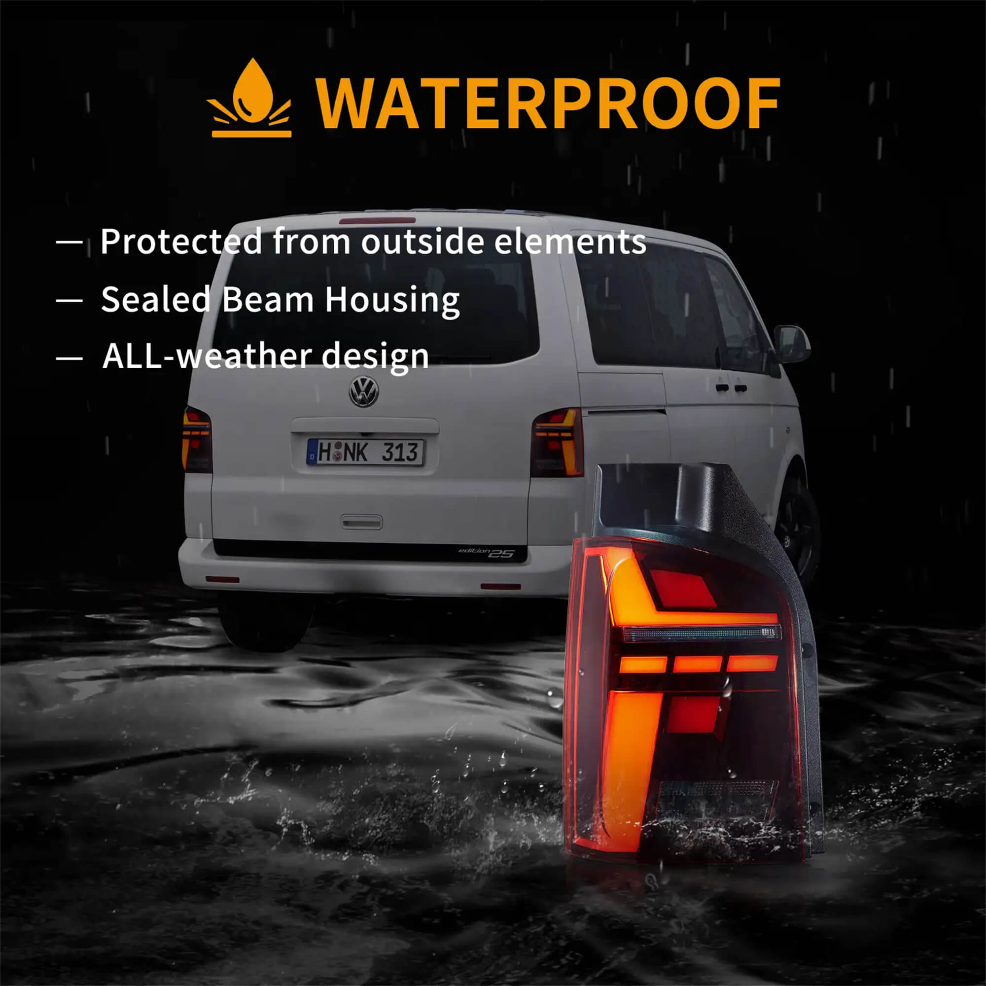 VW Transporter T5 Multivan Caravelle 2010-2014 Vland LED bakljus [E-mark] - 10