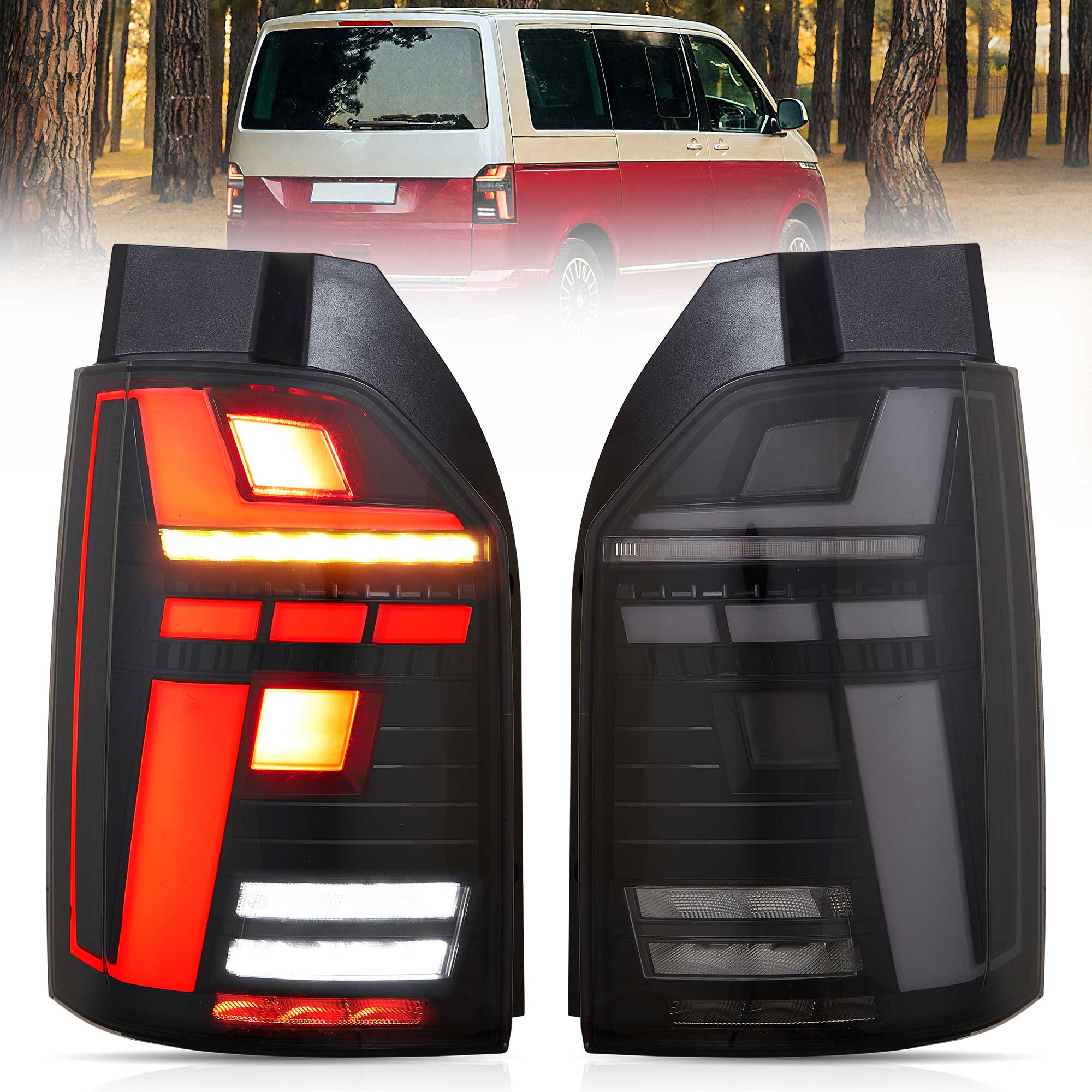 VW Transporter T6 T6.1 Multivan Caravelle 2015-2024 VLAND LED bakljus [E-märkt]