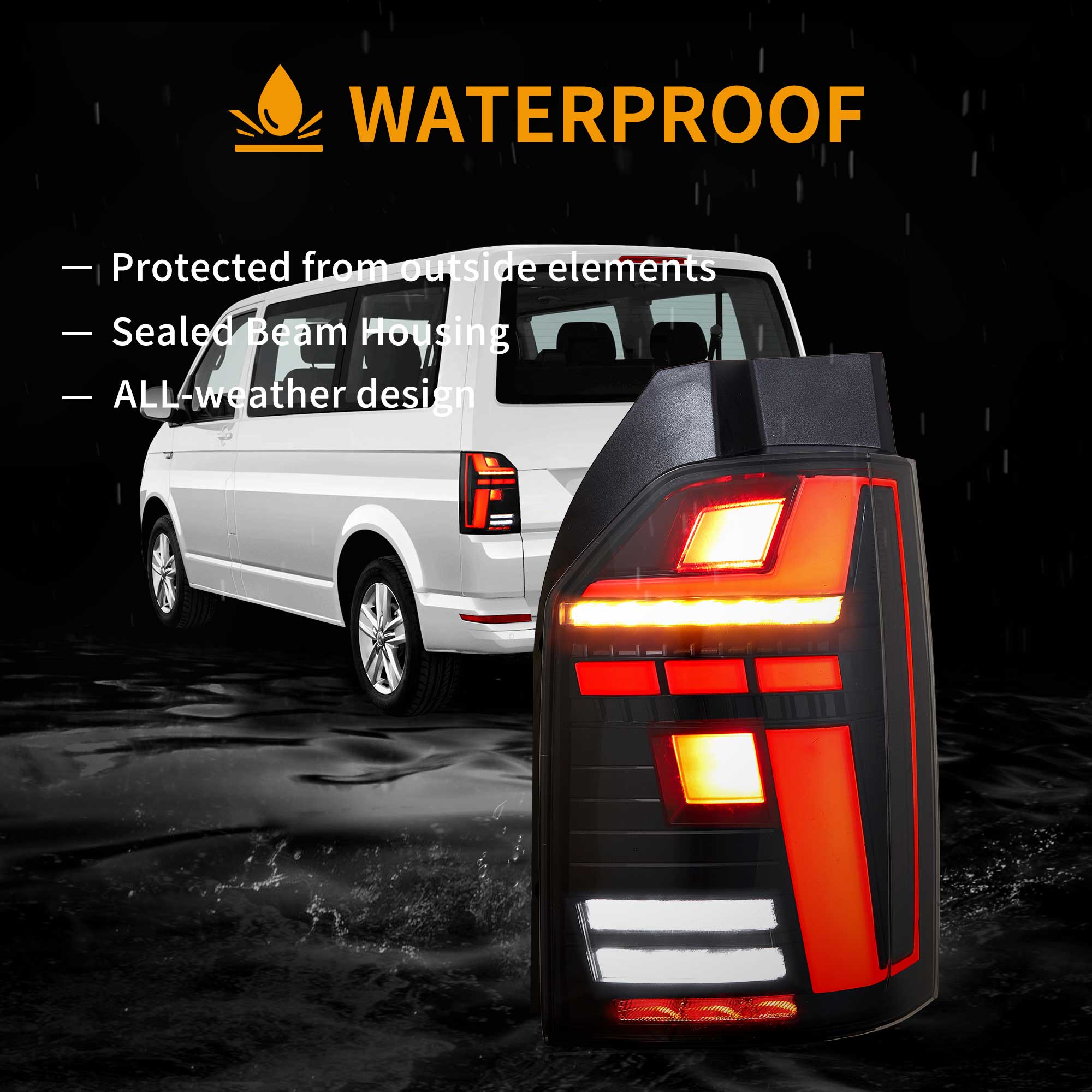 VW Transporter T6 T6.1 Multivan Caravelle 2015-2024 VLAND LED bakljus [E-märkt] - 10
