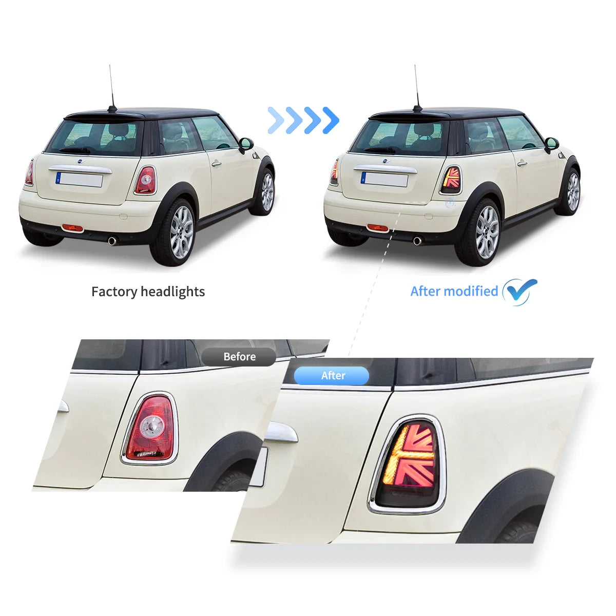 VLAND strålkastare+bakljus för 2007-2013 Mini Cooper R56 R57 R58 R59 [E-mark] - 17