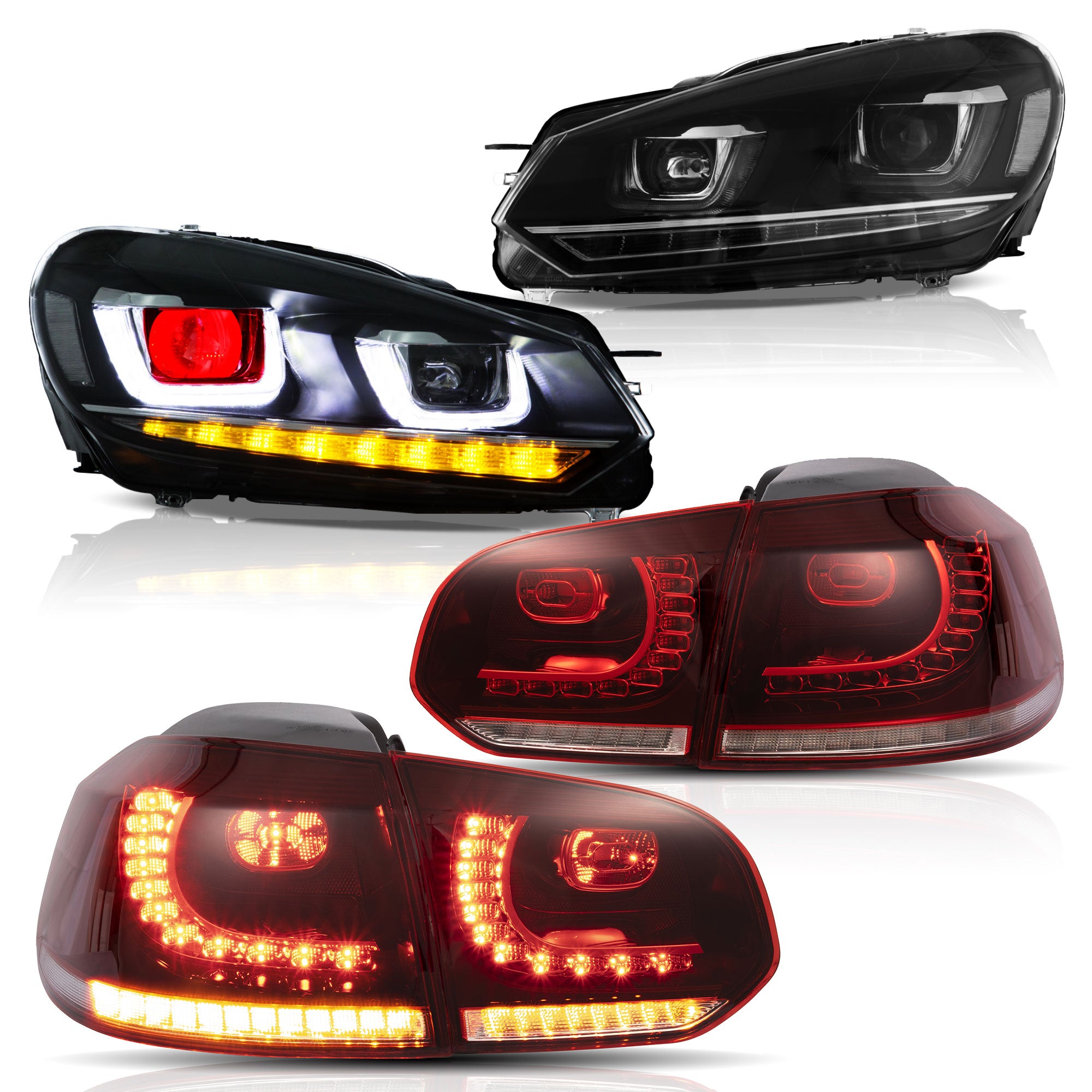 VLAND strålkastare och bakljus för 2008-2013 Golf MK6 LED set [E-mark] W/ sequential - 16