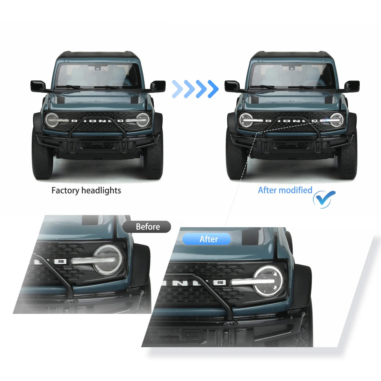 20-24 Ford Bronco Vland Full LED Projector strålkastare - 5