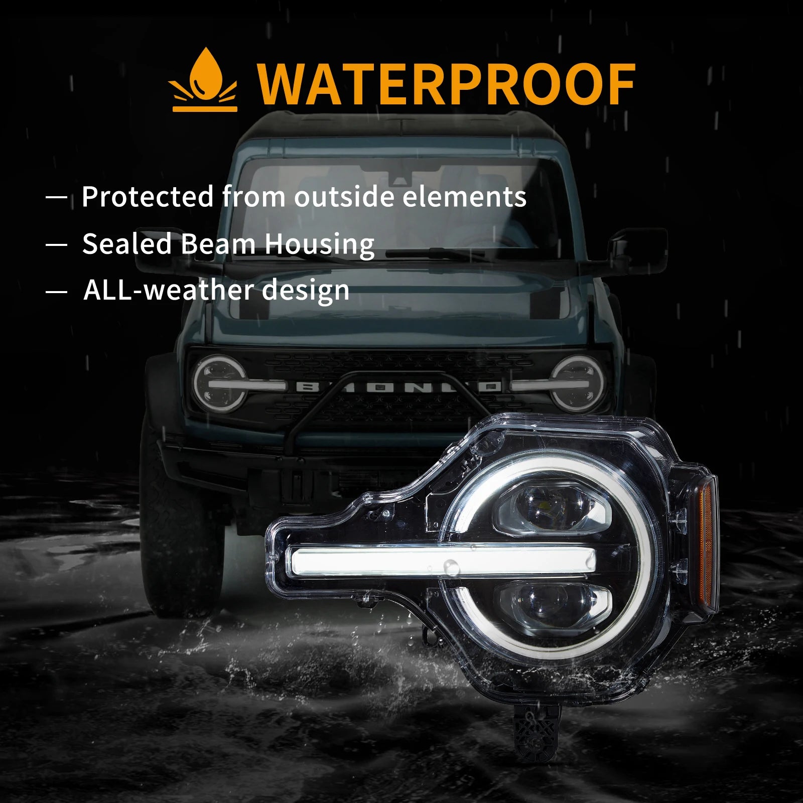 20-24 Ford Bronco Vland Full LED Projector strålkastare - 8