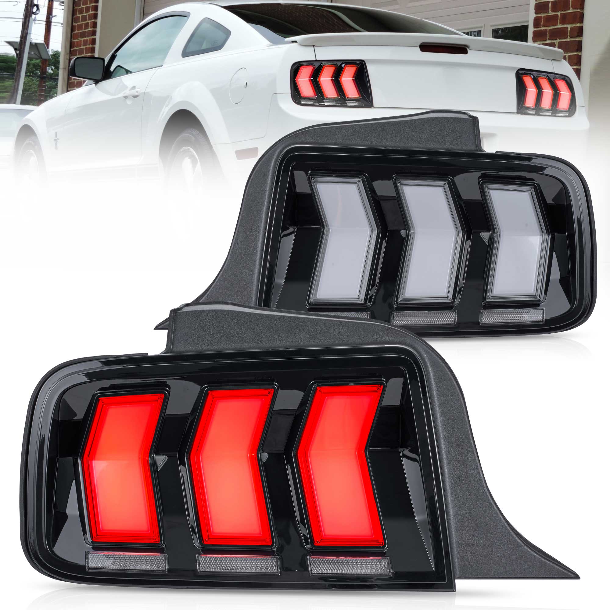 2005-2009 Ford Mustang 5th Gen S197 Vland LED bakljus Amber sekventiell blinkers