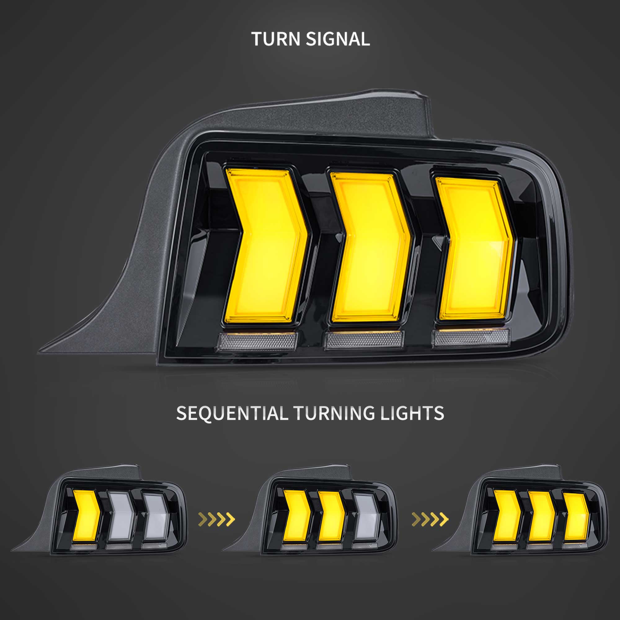 2005-2009 Ford Mustang 5th Gen S197 Vland LED bakljus Amber sekventiell blinkers - 3