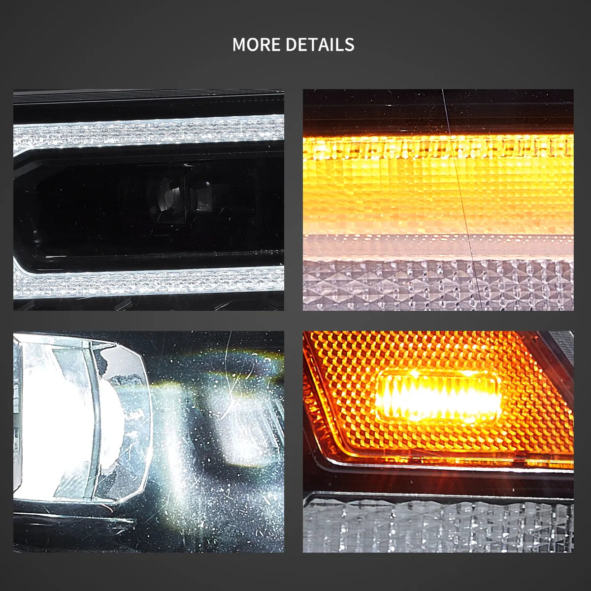 VLAND Dodge Ram 1500 2500 3500 09-18 strålkastare Full-LED svart - 8