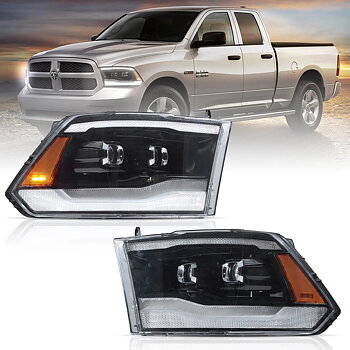 VLAND Dodge Ram 1500 2500 3500 09-18 strålkastare Full-LED svart