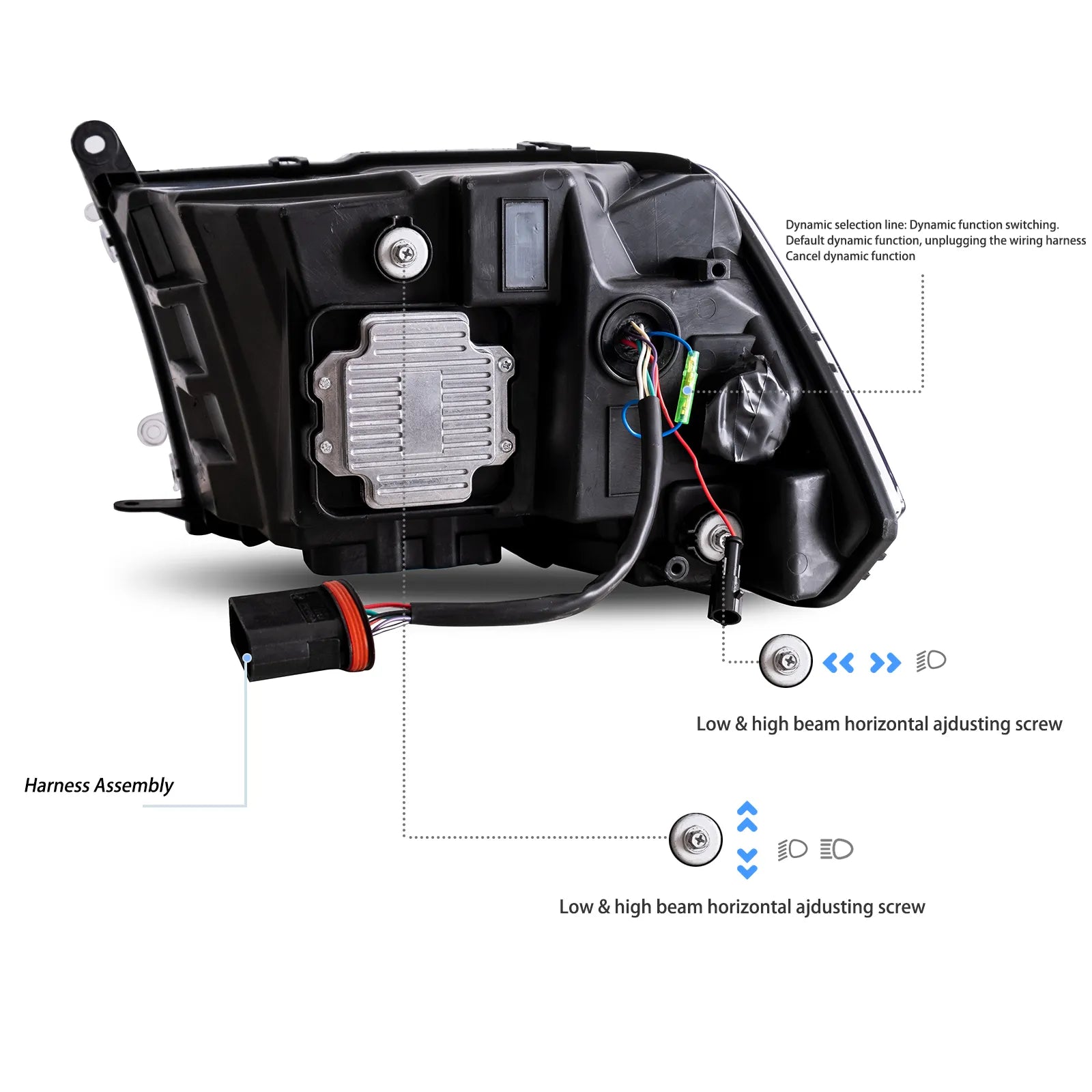 VLAND Dodge Ram 1500 2500 3500 09-18 strålkastare Full-LED svart - 7