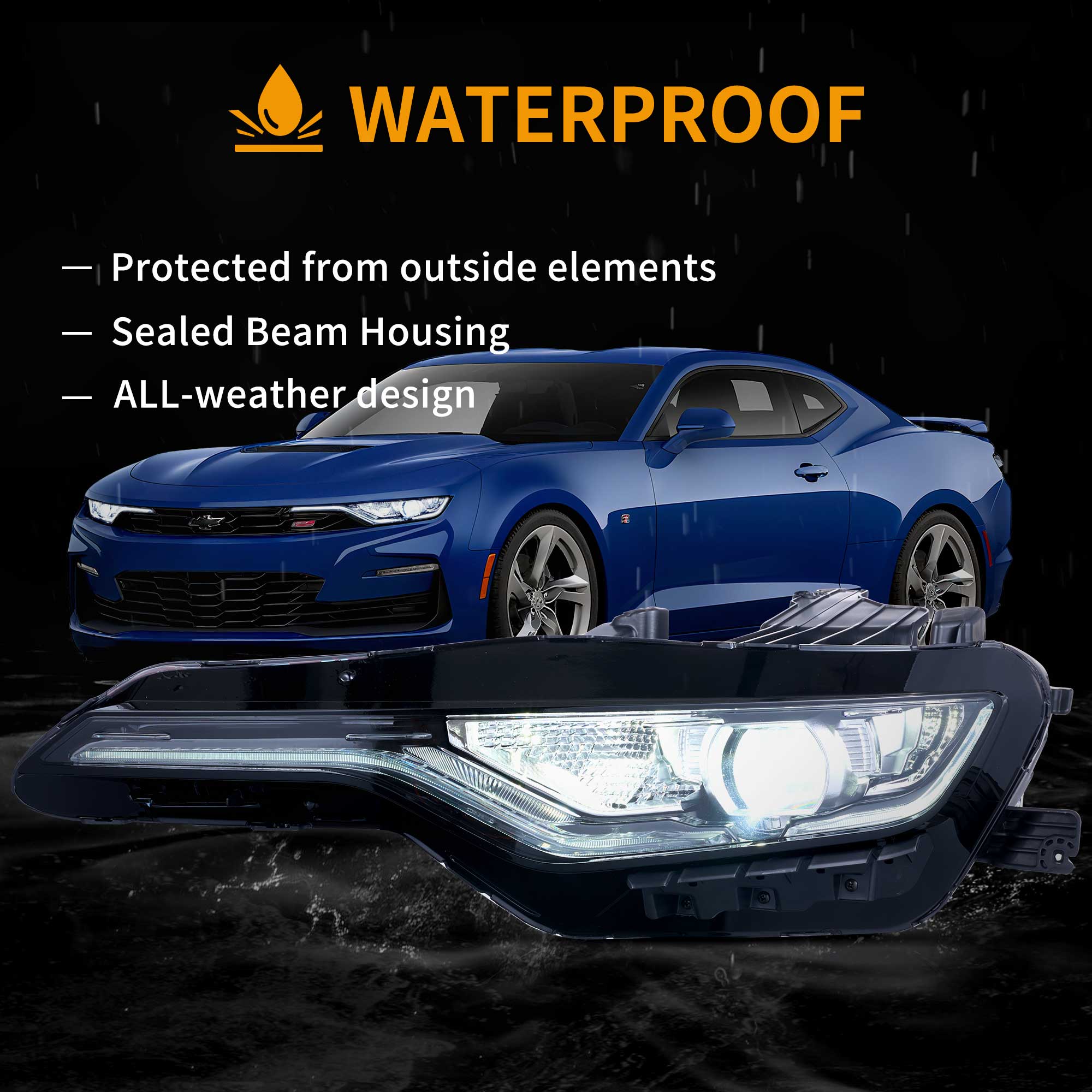 Chevrolet Camaro RS|1SS|2SS 2019-2024 Vland Full LED Projector strålkastare - 8