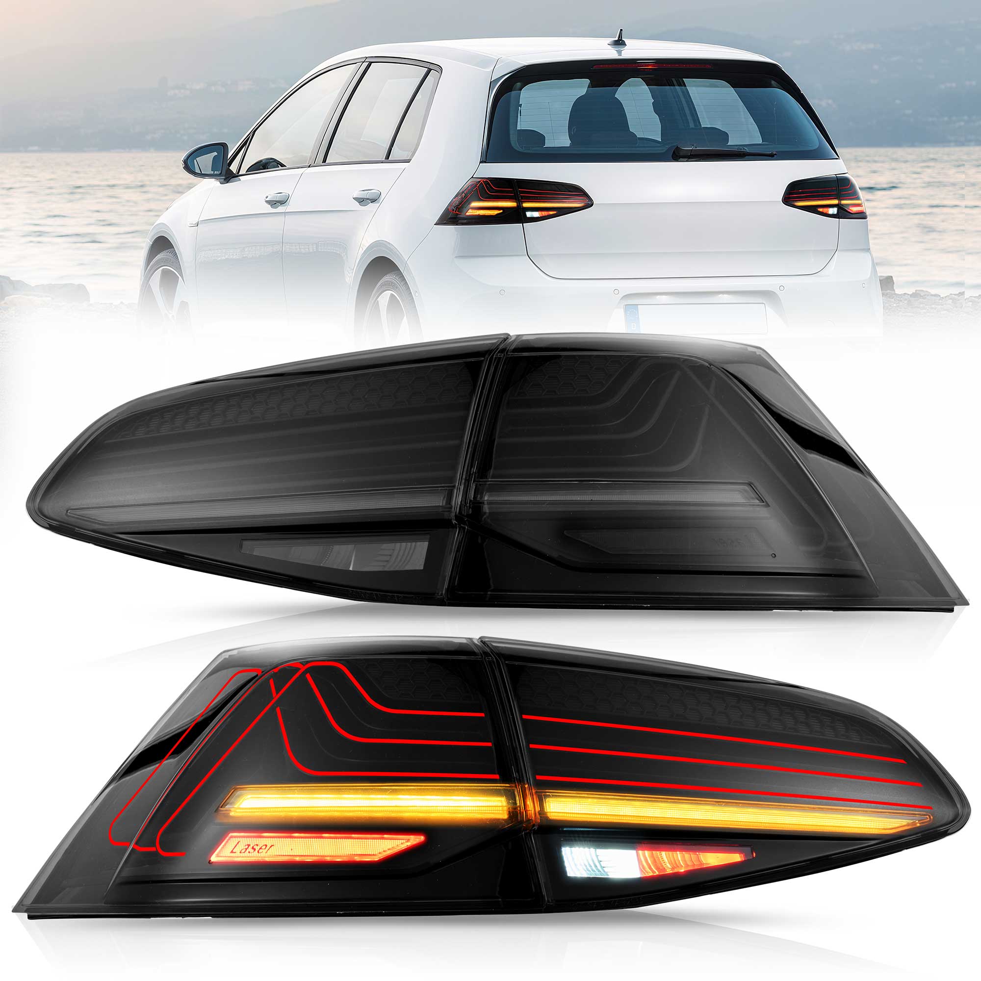 VW Golf MK7 Hatchback 2013-2016 Vland bakljus Laser Style - 5