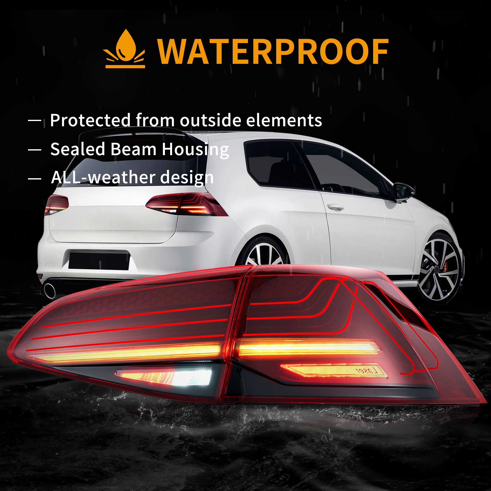 VW Golf MK7 Hatchback 2013-2016 Vland bakljus Laser Style - 12