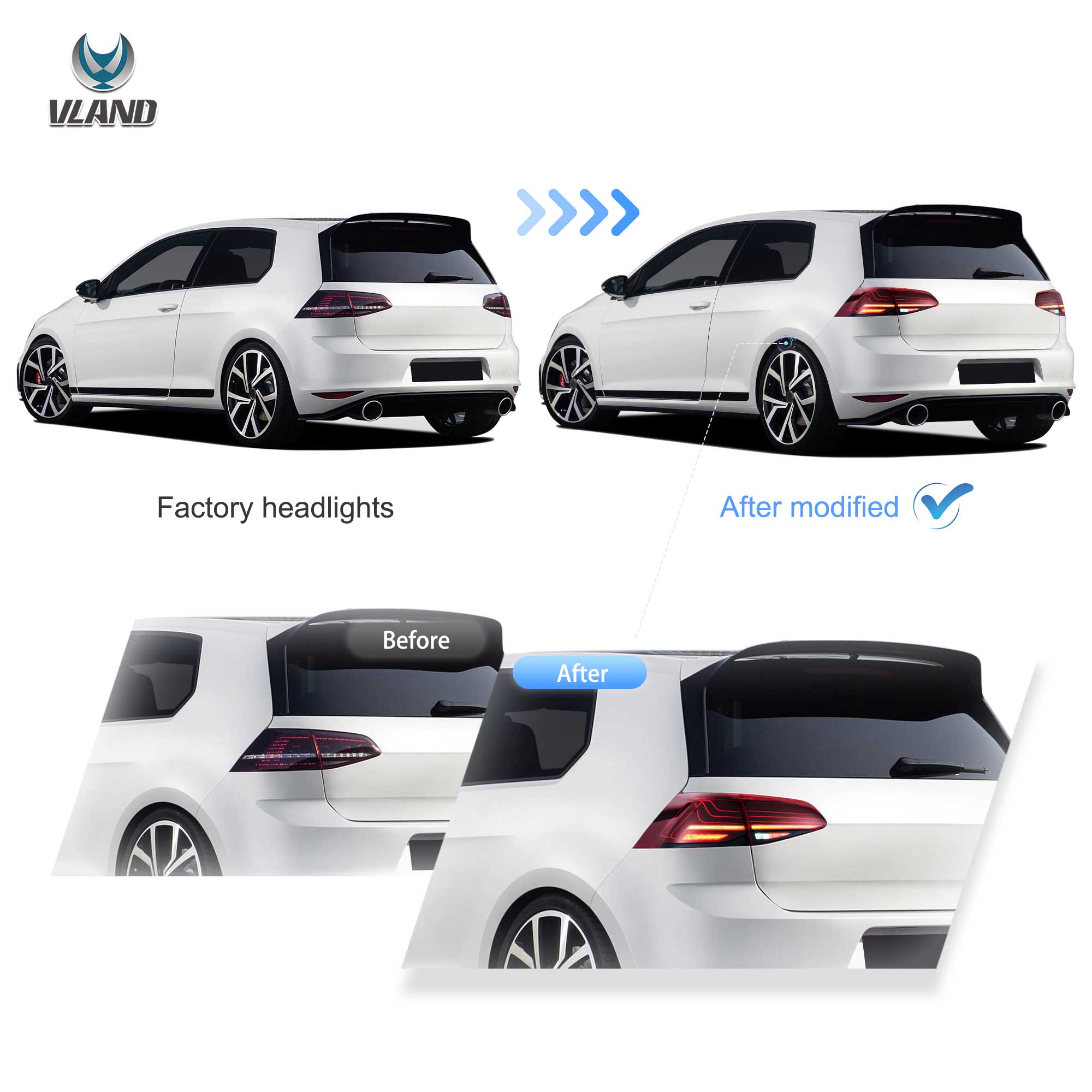 VW Golf MK7 Hatchback 2013-2016 Vland bakljus Laser Style - 8