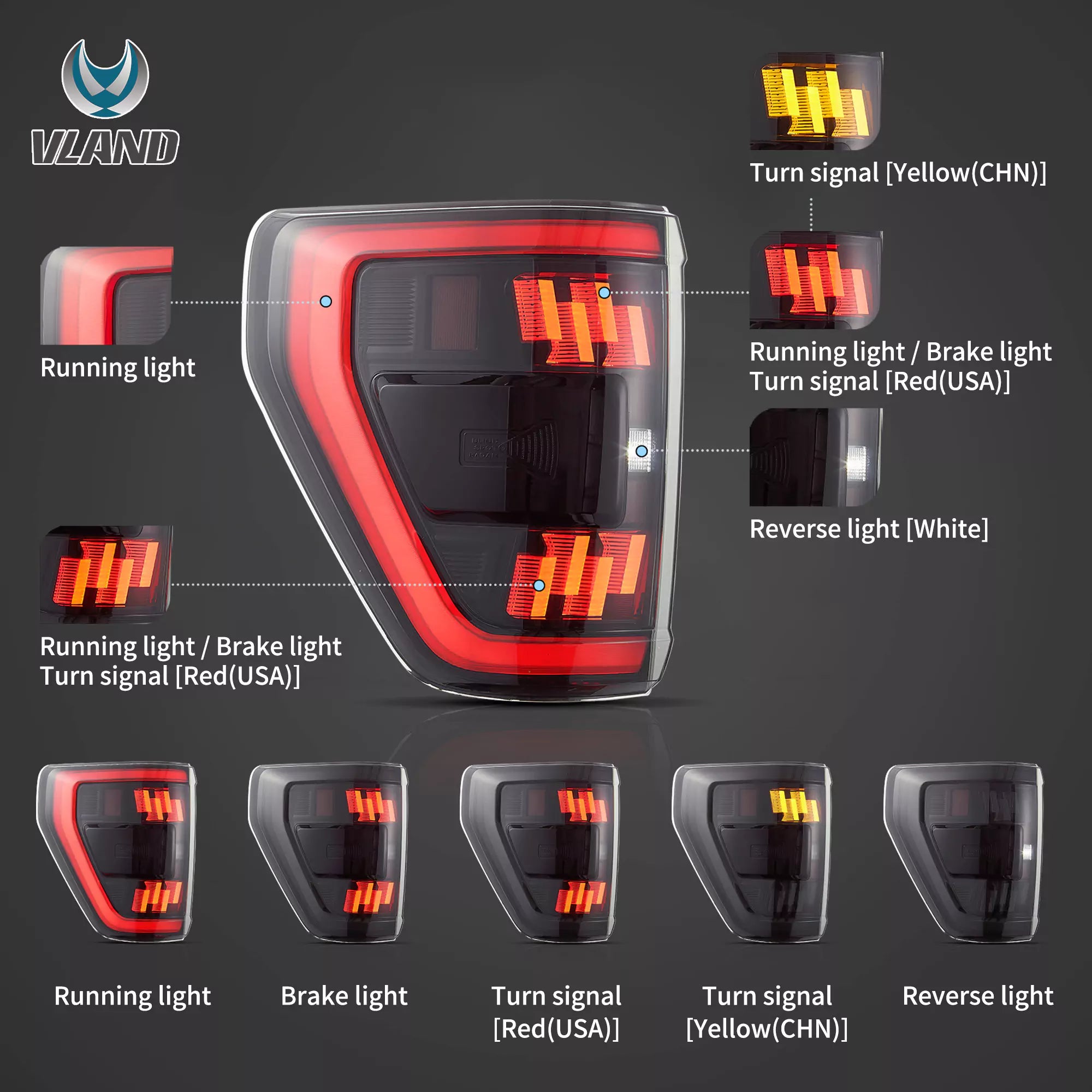 VLAND 21-24 Ford F150 bakljus Full LED - 4
