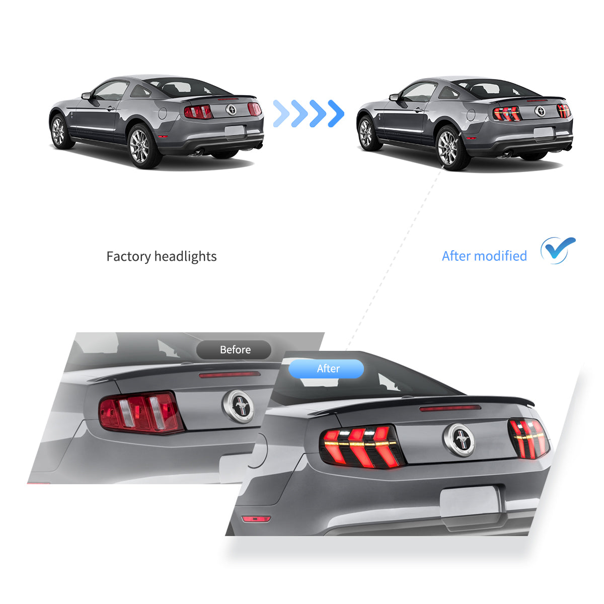 Ford Mustang 2011-2013 Vland LED bakljus Smoked - 7