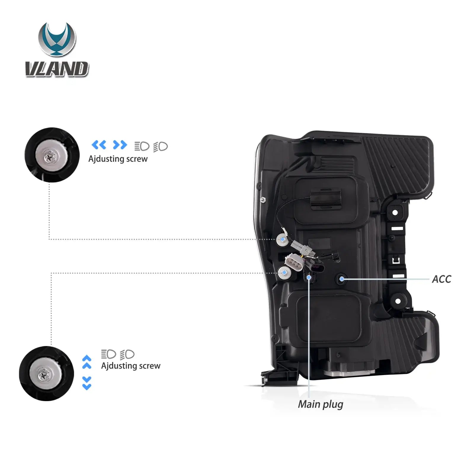 Ford F250 F350 F450 F550 Super Duty 2017-20 Vland strålkastare - 8