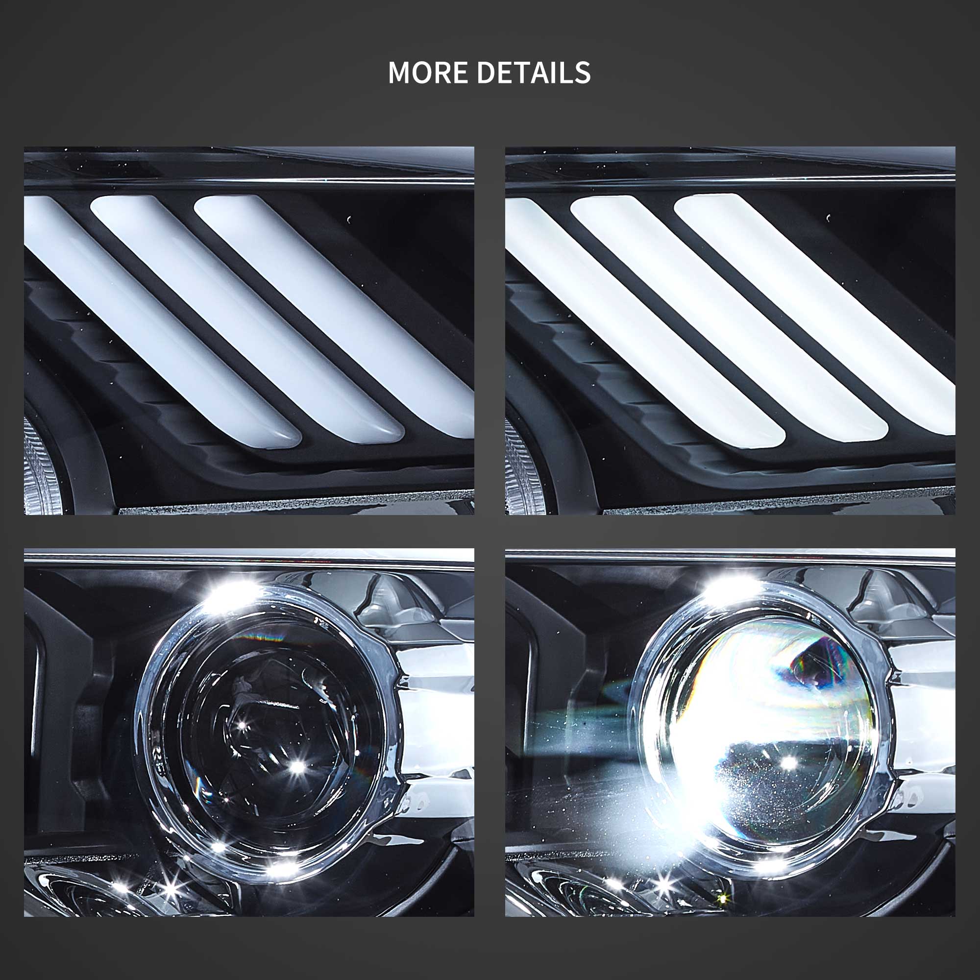 15-19 Ford Ranger T6 Vland LED Projector strålkastare W/Sequential L+R - 9