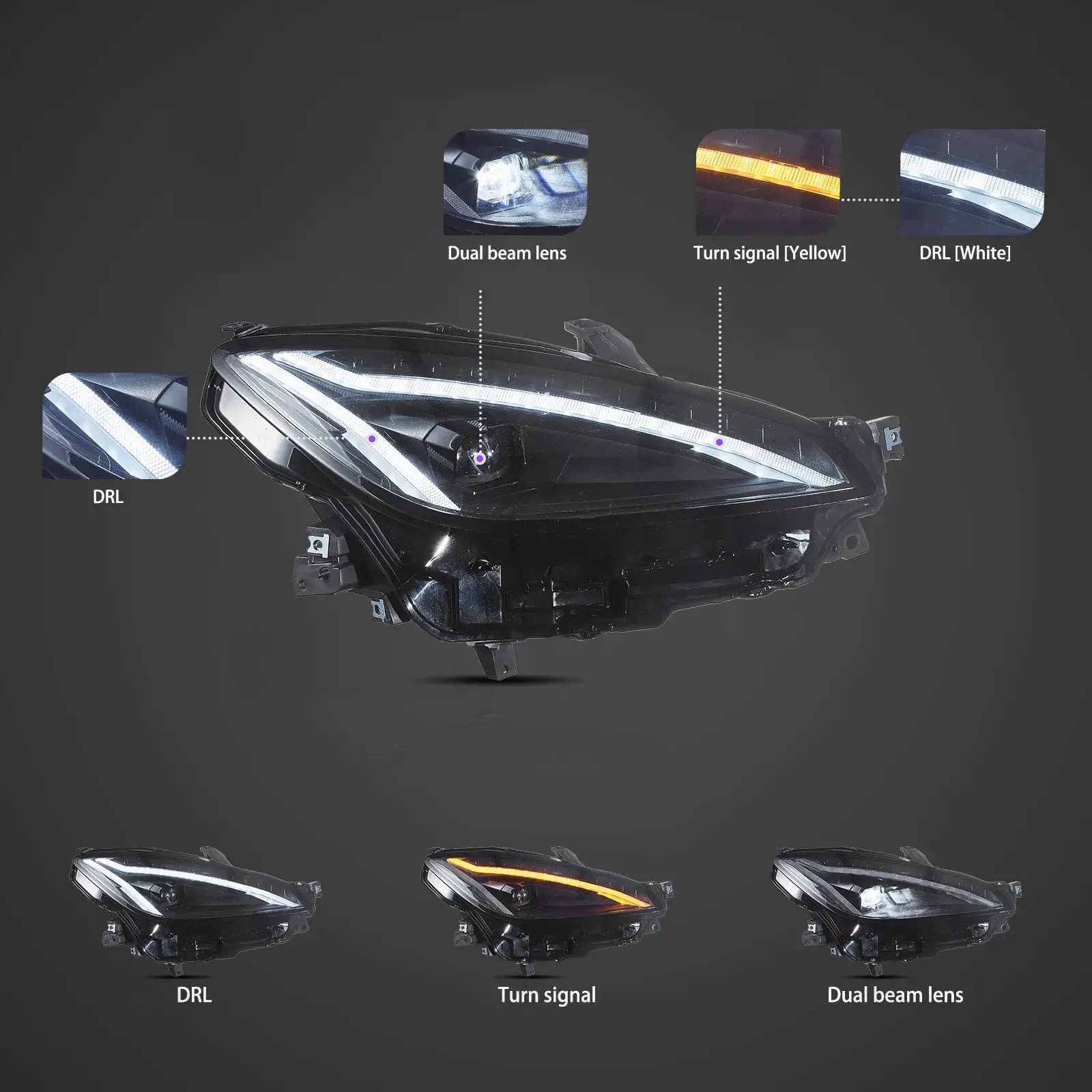 VLAND 21-24 Toyota GR86 / Subaru BRZ strålkastare med Full LED Dual Beam Projector - 2